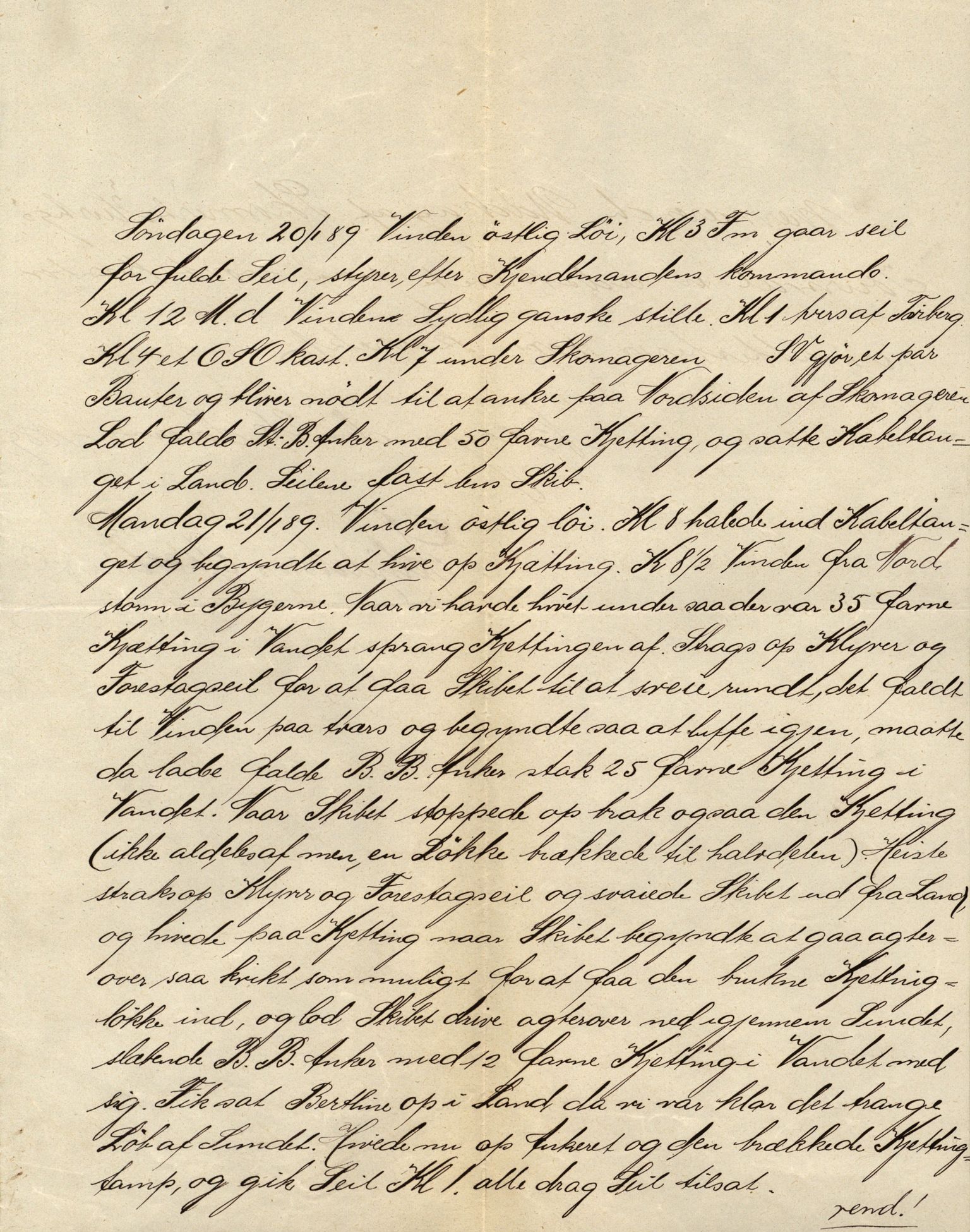 Pa 63 - Østlandske skibsassuranceforening, VEMU/A-1079/G/Ga/L0024/0003: Havaridokumenter / Marrycat, Oscar, Marie, Hurtig, Svalen, Anna, 1889, s. 33