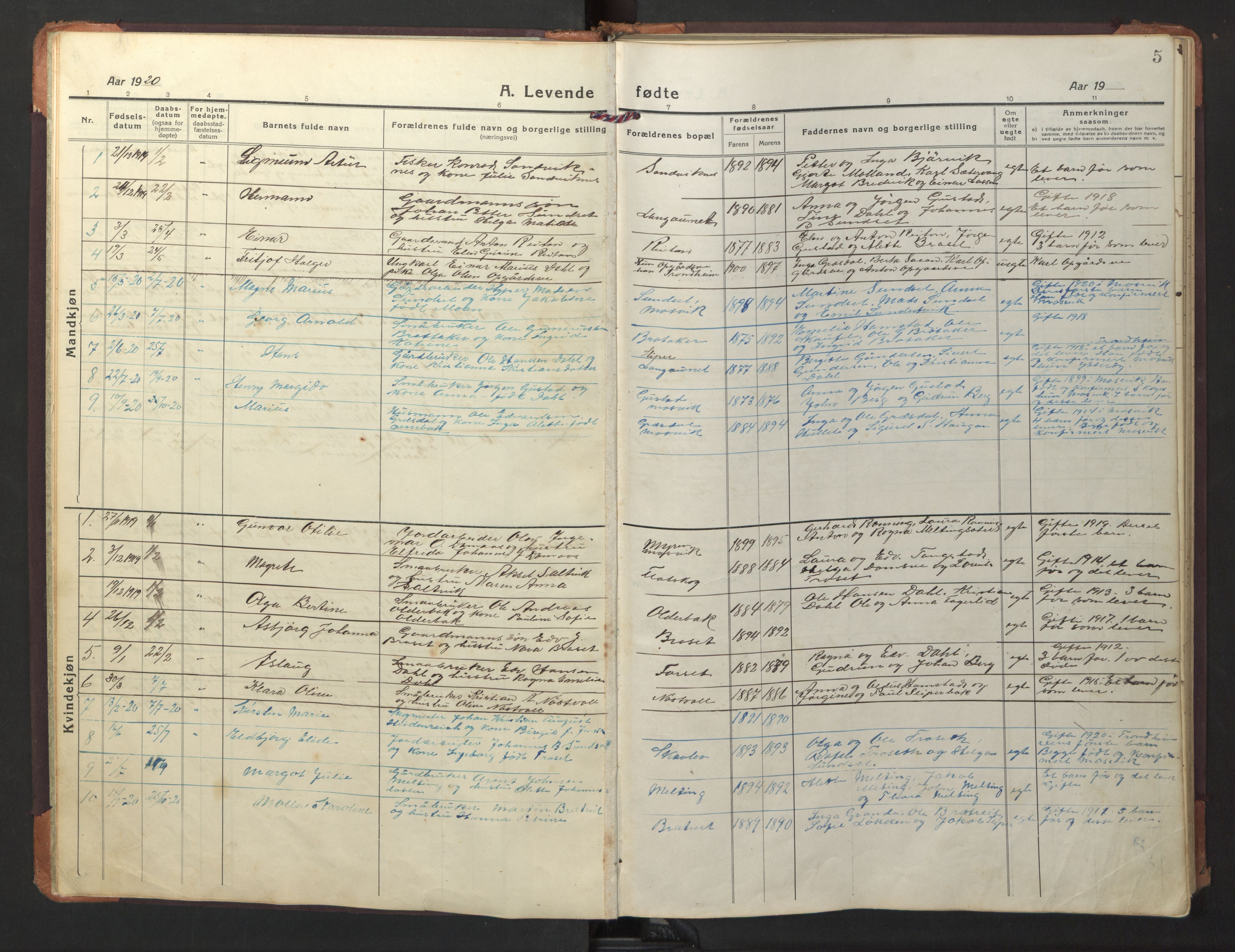 Ministerialprotokoller, klokkerbøker og fødselsregistre - Nord-Trøndelag, AV/SAT-A-1458/733/L0328: Klokkerbok nr. 733C03, 1919-1966, s. 5