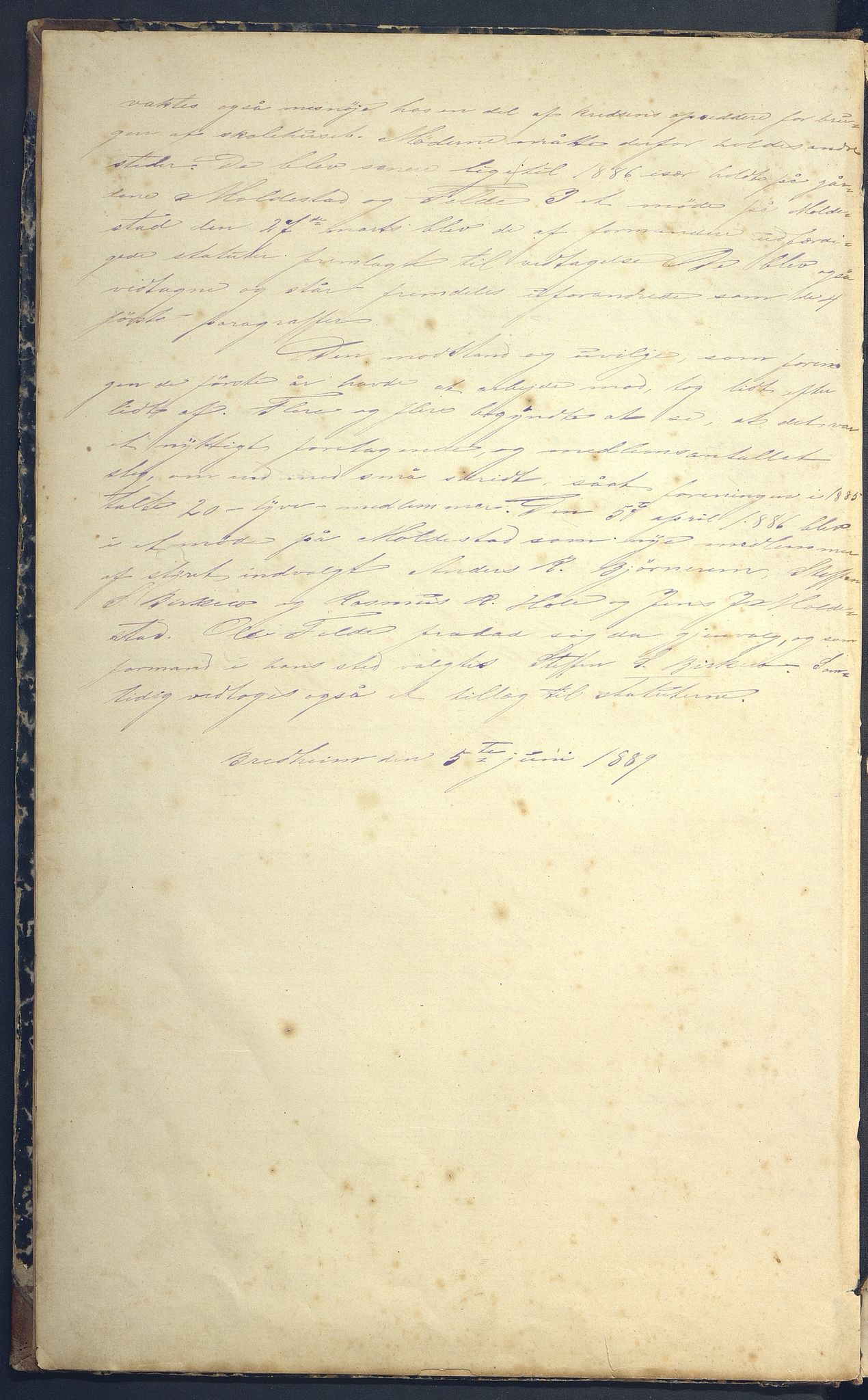Breims tobakafholdsforening , VLFK/SFF-2015130/A/L0001: Møtebok, 1887-1895