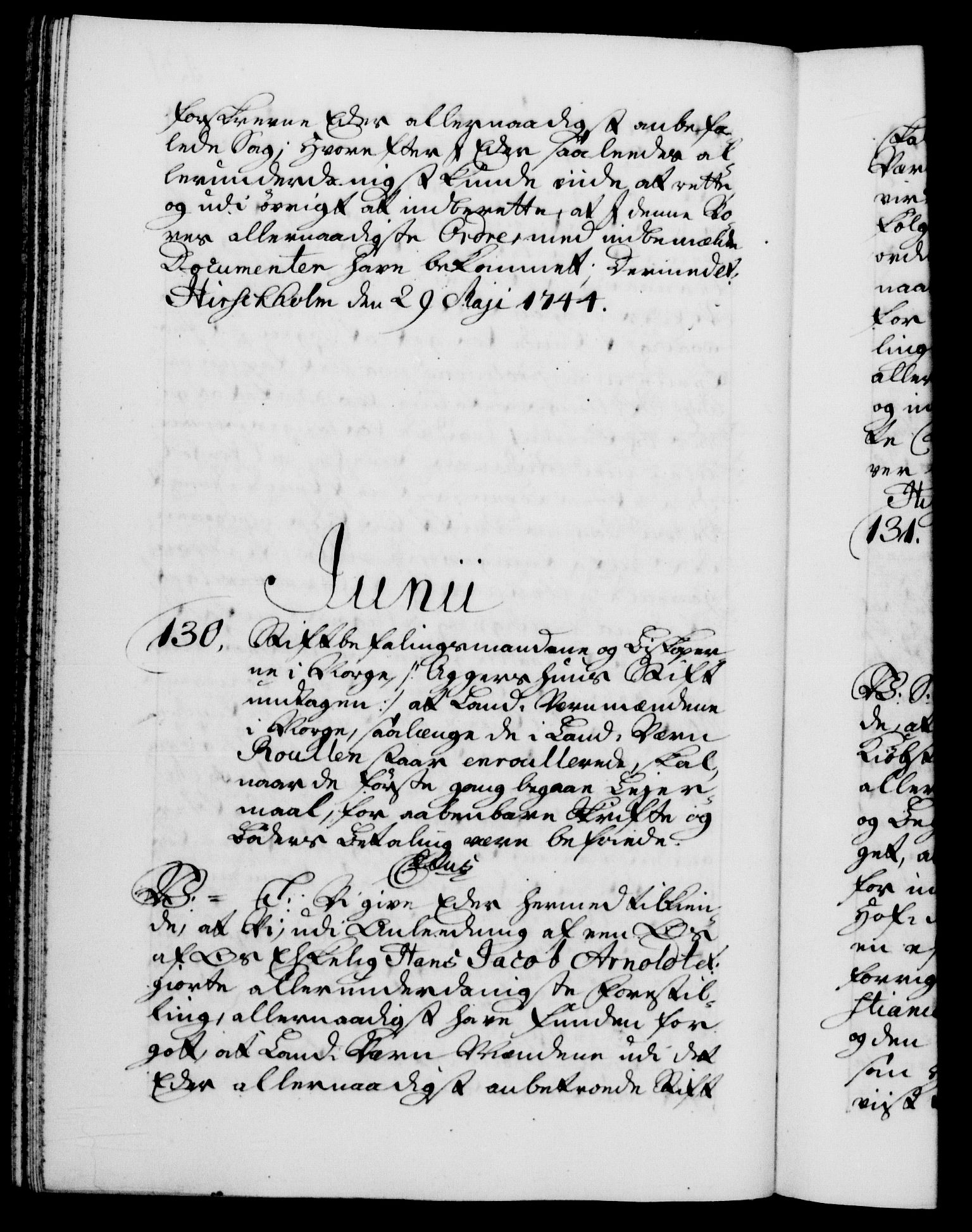 Danske Kanselli 1572-1799, RA/EA-3023/F/Fc/Fca/Fcab/L0030: Norske tegnelser, 1744-1746, s. 131b
