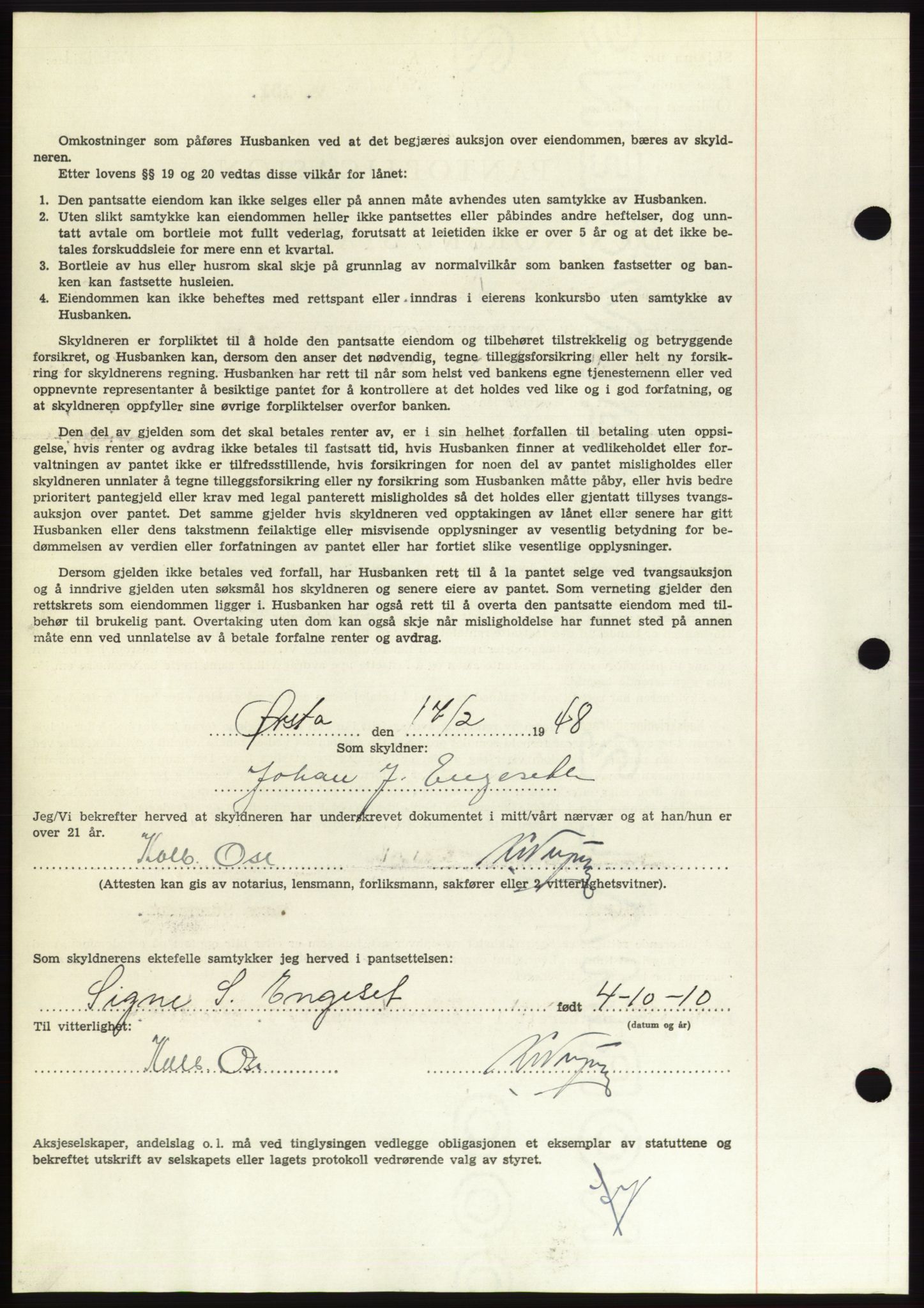 Søre Sunnmøre sorenskriveri, AV/SAT-A-4122/1/2/2C/L0115: Pantebok nr. 3B, 1947-1948, Dagboknr: 235/1948