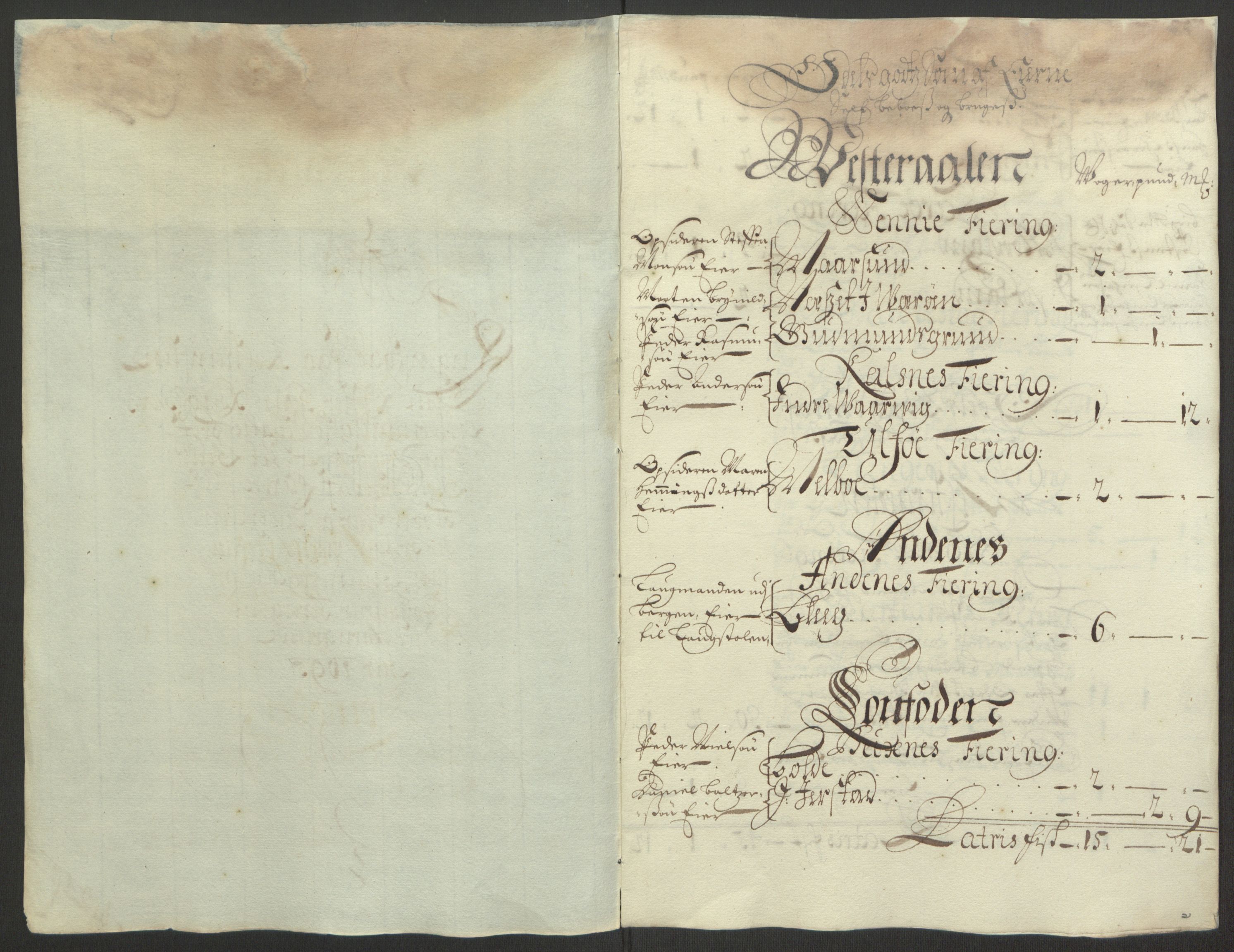Rentekammeret inntil 1814, Reviderte regnskaper, Fogderegnskap, RA/EA-4092/R67/L4677: Fogderegnskap Vesterålen, Andenes og Lofoten, 1694-1695, s. 243