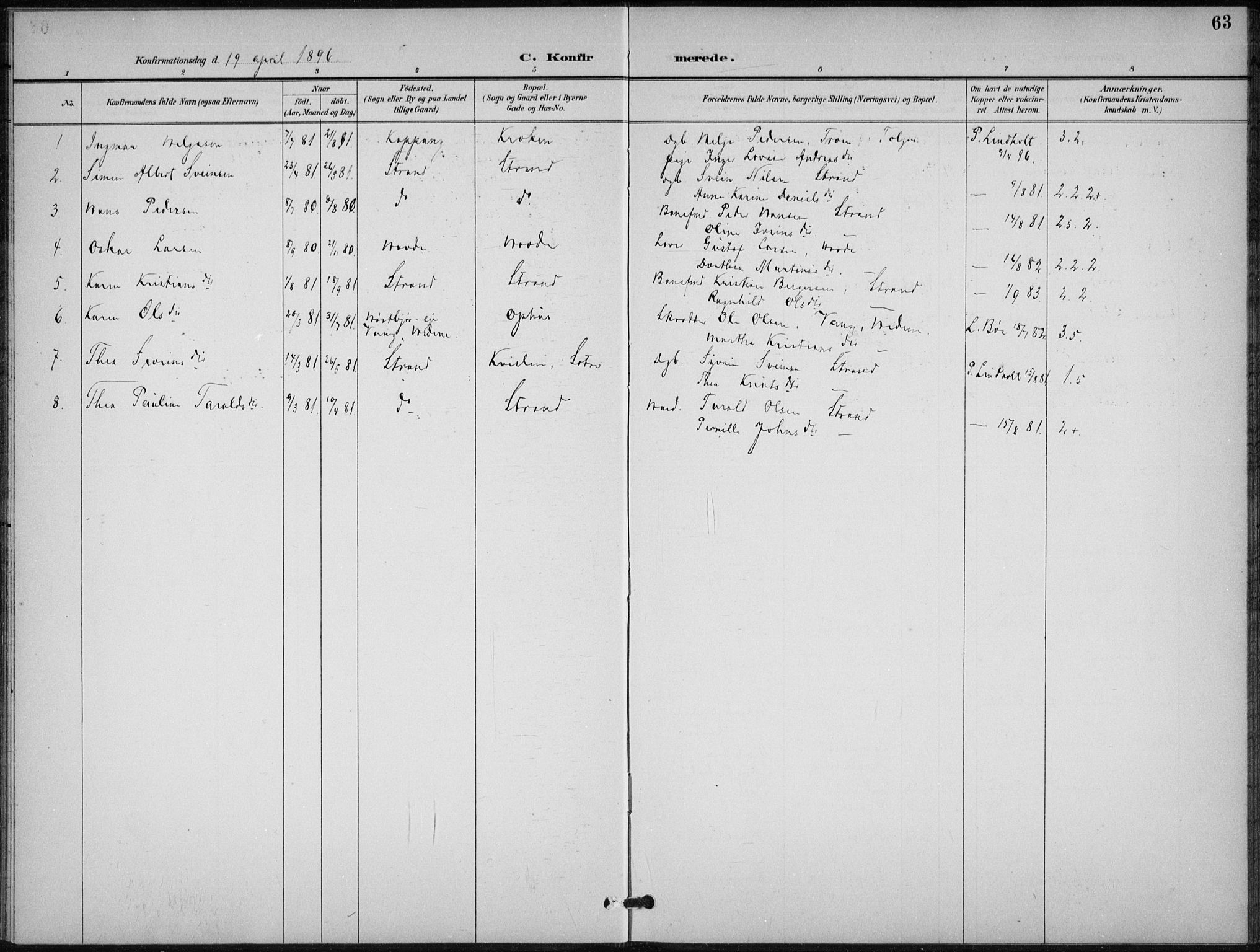 Stor-Elvdal prestekontor, AV/SAH-PREST-052/H/Ha/Hab/L0004: Klokkerbok nr. 4, 1895-1938, s. 63