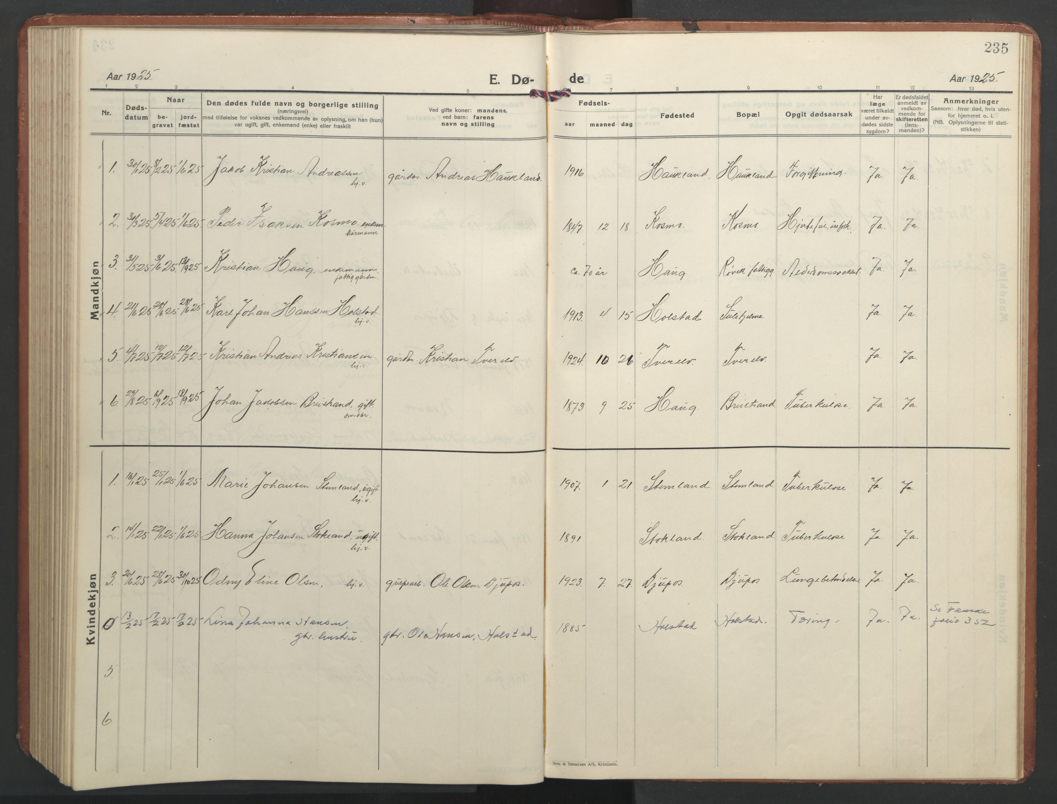 Ministerialprotokoller, klokkerbøker og fødselsregistre - Nordland, SAT/A-1459/851/L0727: Klokkerbok nr. 851C02, 1925-1948, s. 235