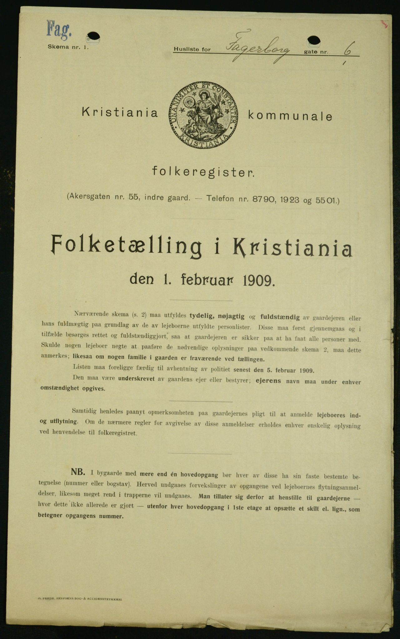 OBA, Kommunal folketelling 1.2.1909 for Kristiania kjøpstad, 1909, s. 20672