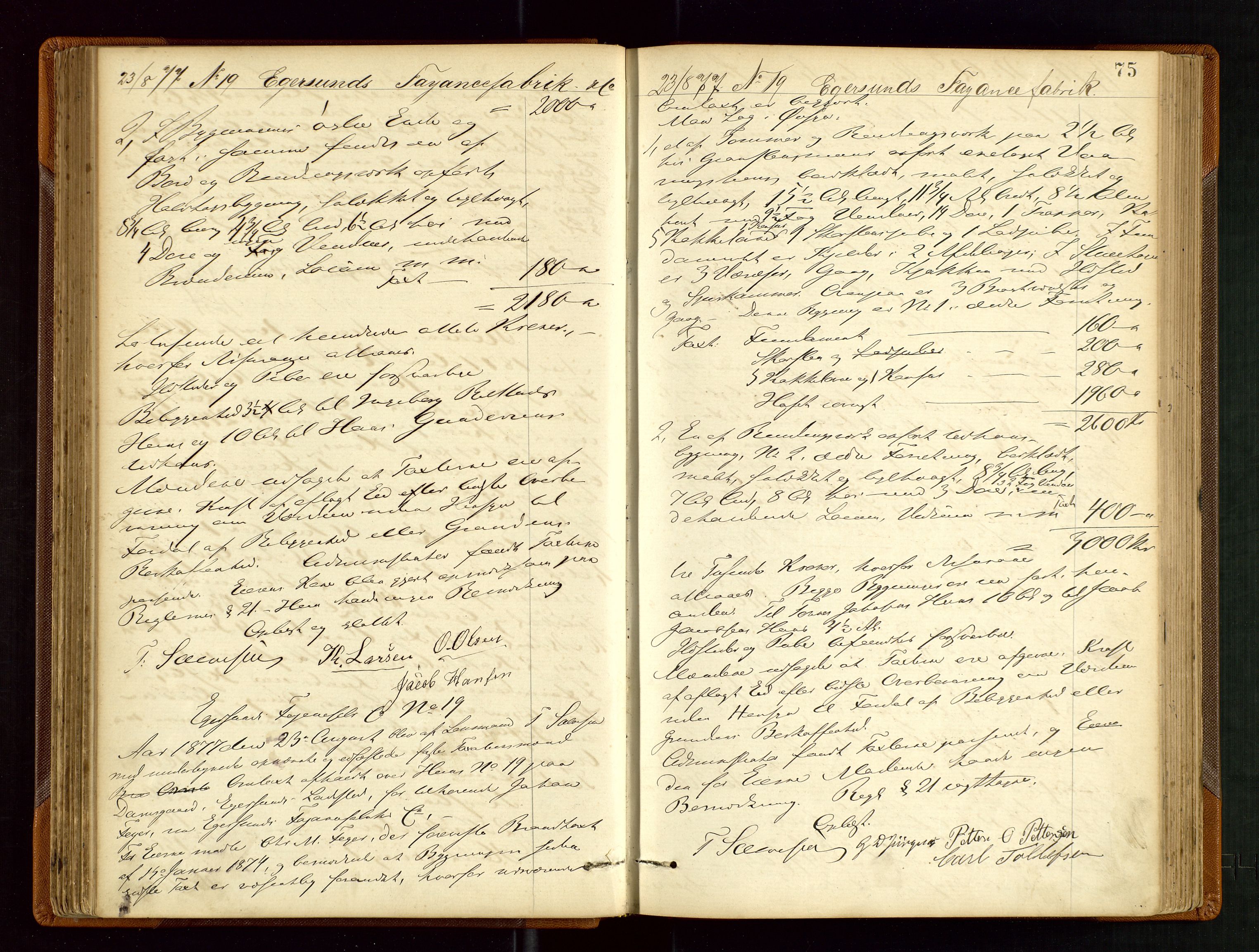 Eigersund lensmannskontor, AV/SAST-A-100171/God/L0003: "Brandtaxationsprotokol", 1874-1886, s. 74b-75a