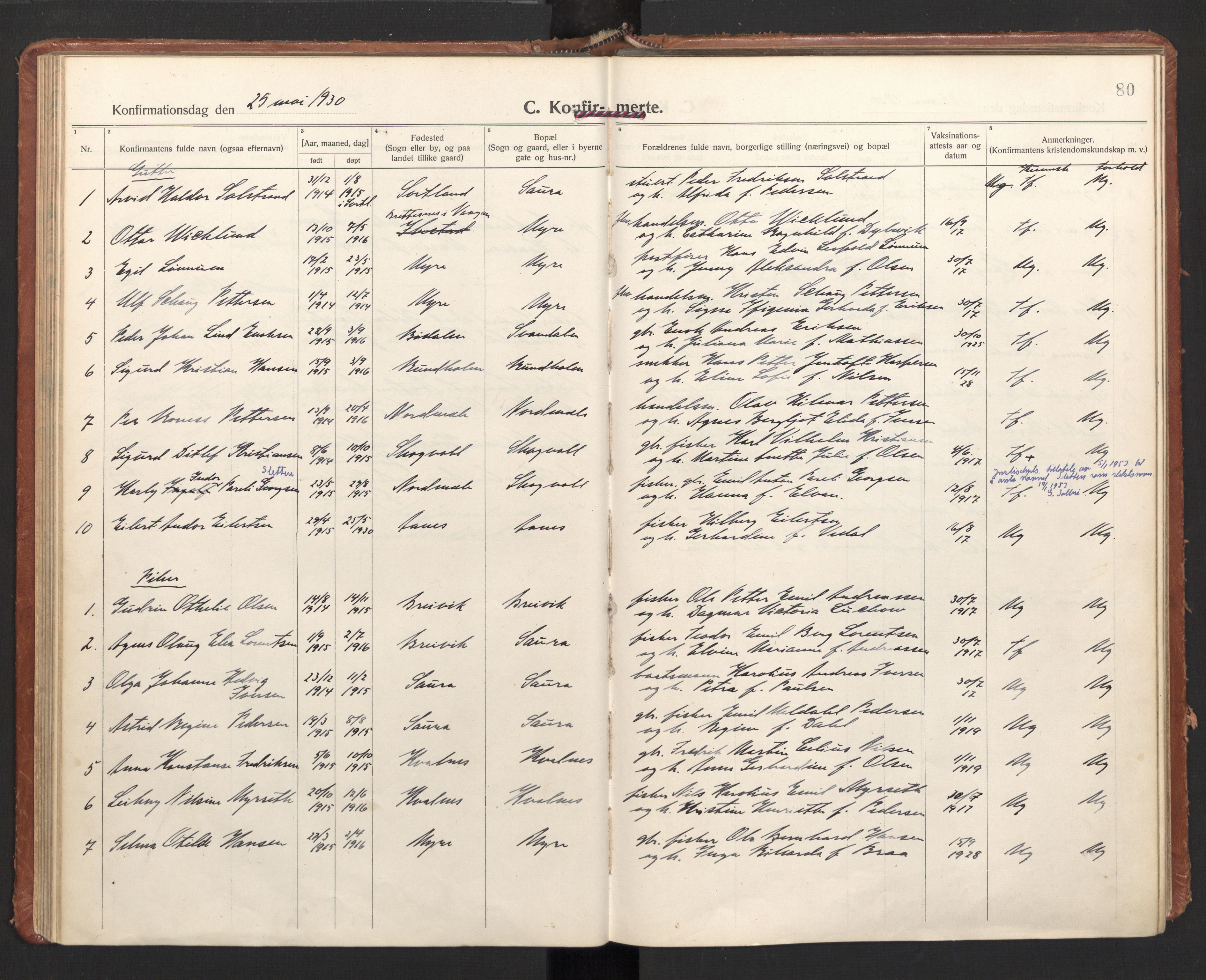 Ministerialprotokoller, klokkerbøker og fødselsregistre - Nordland, AV/SAT-A-1459/897/L1408: Ministerialbok nr. 897A15, 1922-1938, s. 80