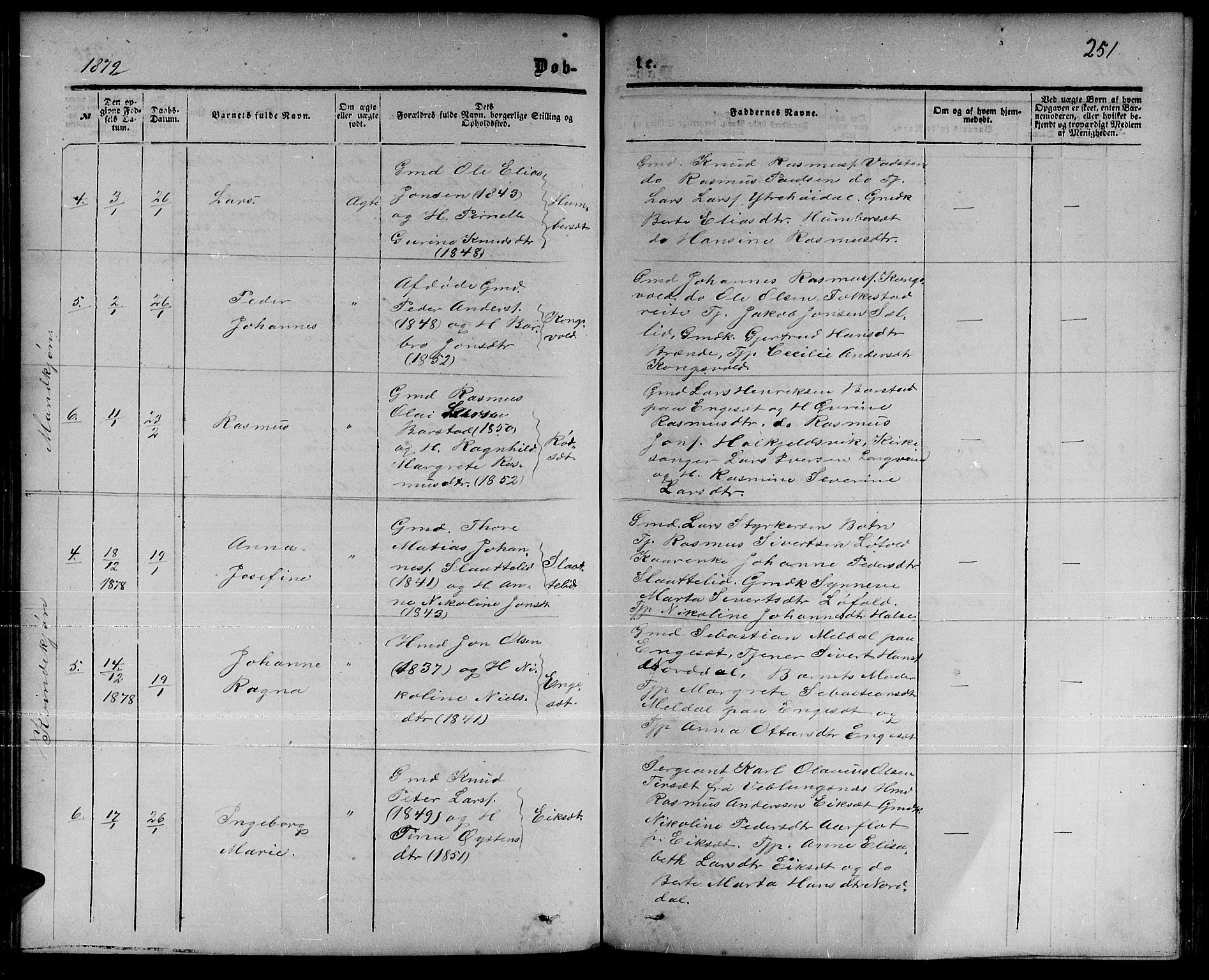 Ministerialprotokoller, klokkerbøker og fødselsregistre - Møre og Romsdal, AV/SAT-A-1454/511/L0157: Klokkerbok nr. 511C03, 1864-1884, s. 251