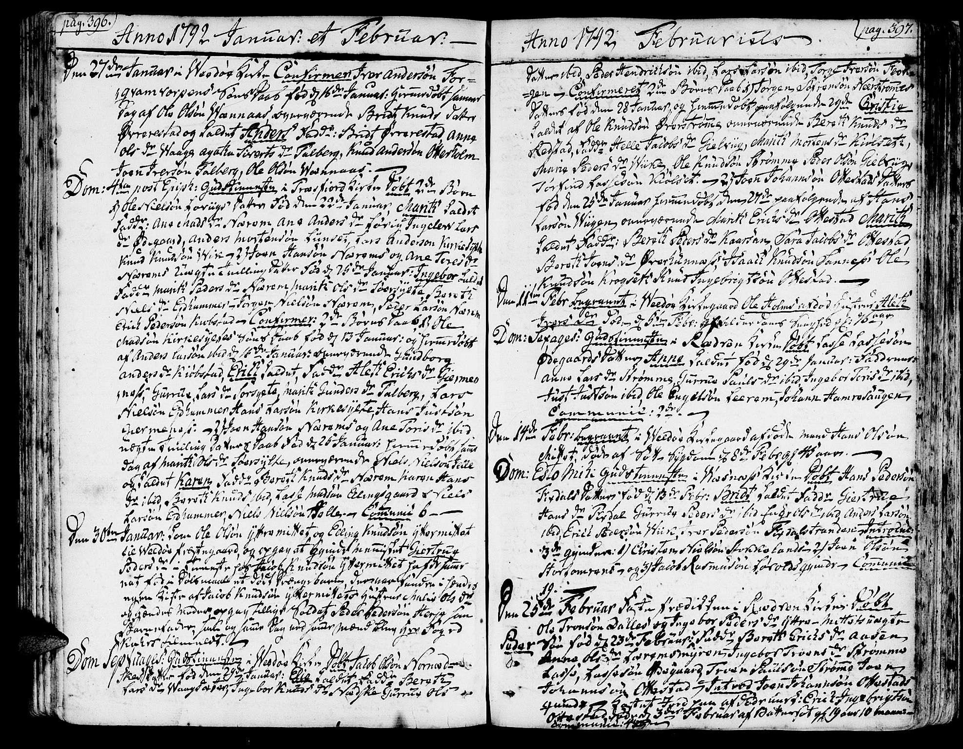 Ministerialprotokoller, klokkerbøker og fødselsregistre - Møre og Romsdal, AV/SAT-A-1454/547/L0600: Ministerialbok nr. 547A02, 1765-1799, s. 396-397
