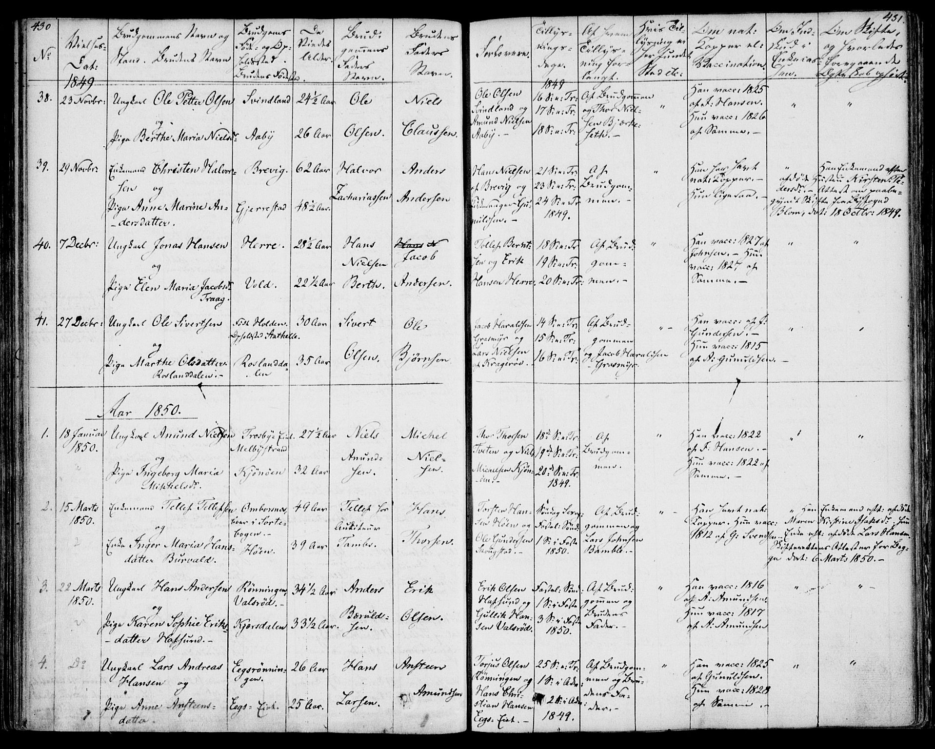 Bamble kirkebøker, AV/SAKO-A-253/F/Fa/L0004: Ministerialbok nr. I 4, 1834-1853, s. 430-431