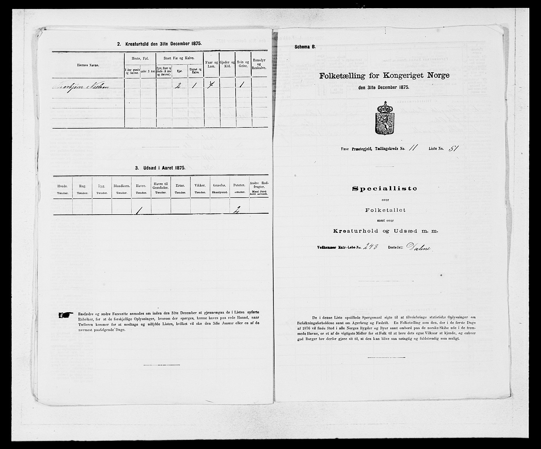 SAB, Folketelling 1875 for 1241P Fusa prestegjeld, 1875, s. 872