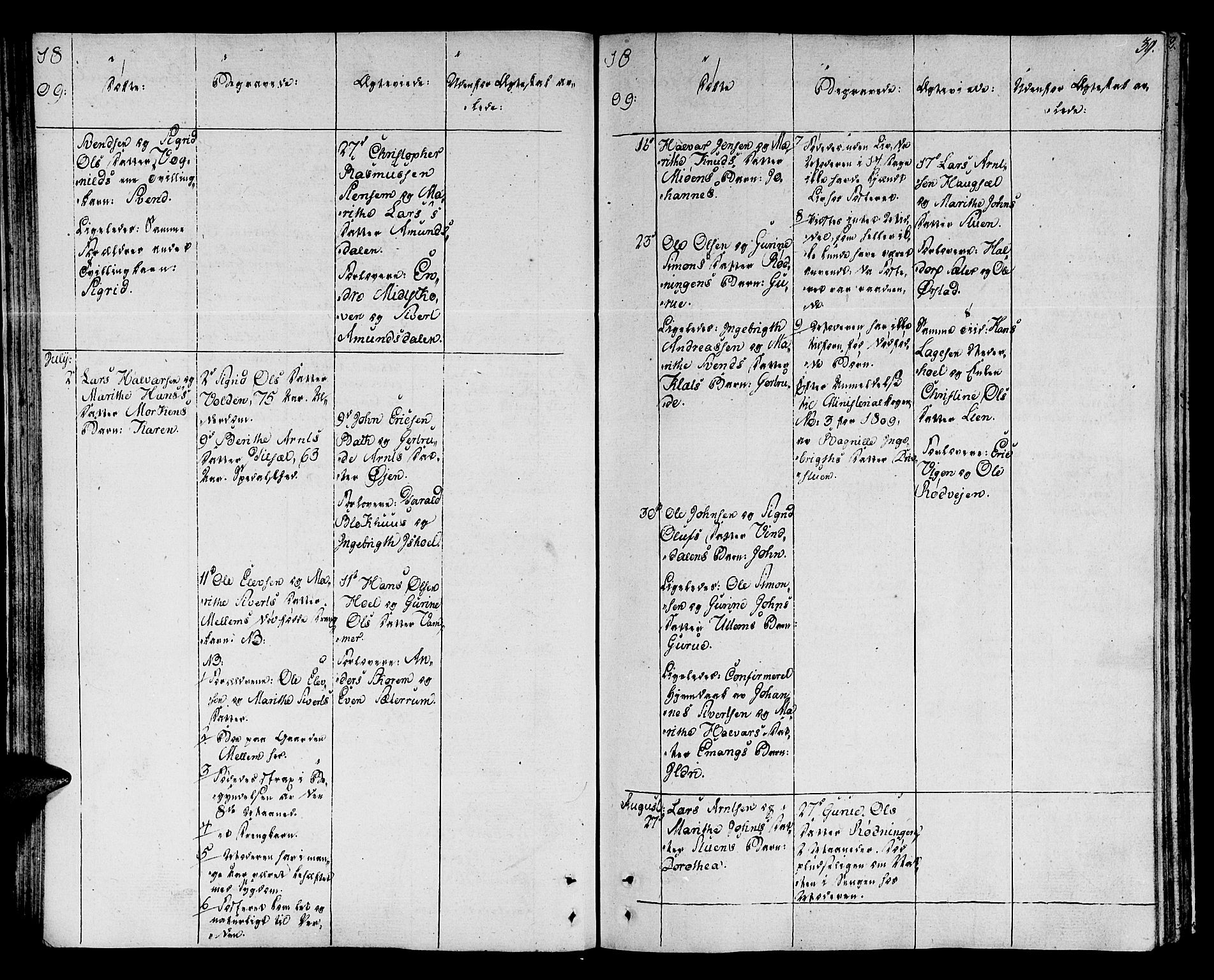 Ministerialprotokoller, klokkerbøker og fødselsregistre - Sør-Trøndelag, SAT/A-1456/678/L0894: Ministerialbok nr. 678A04, 1806-1815, s. 39