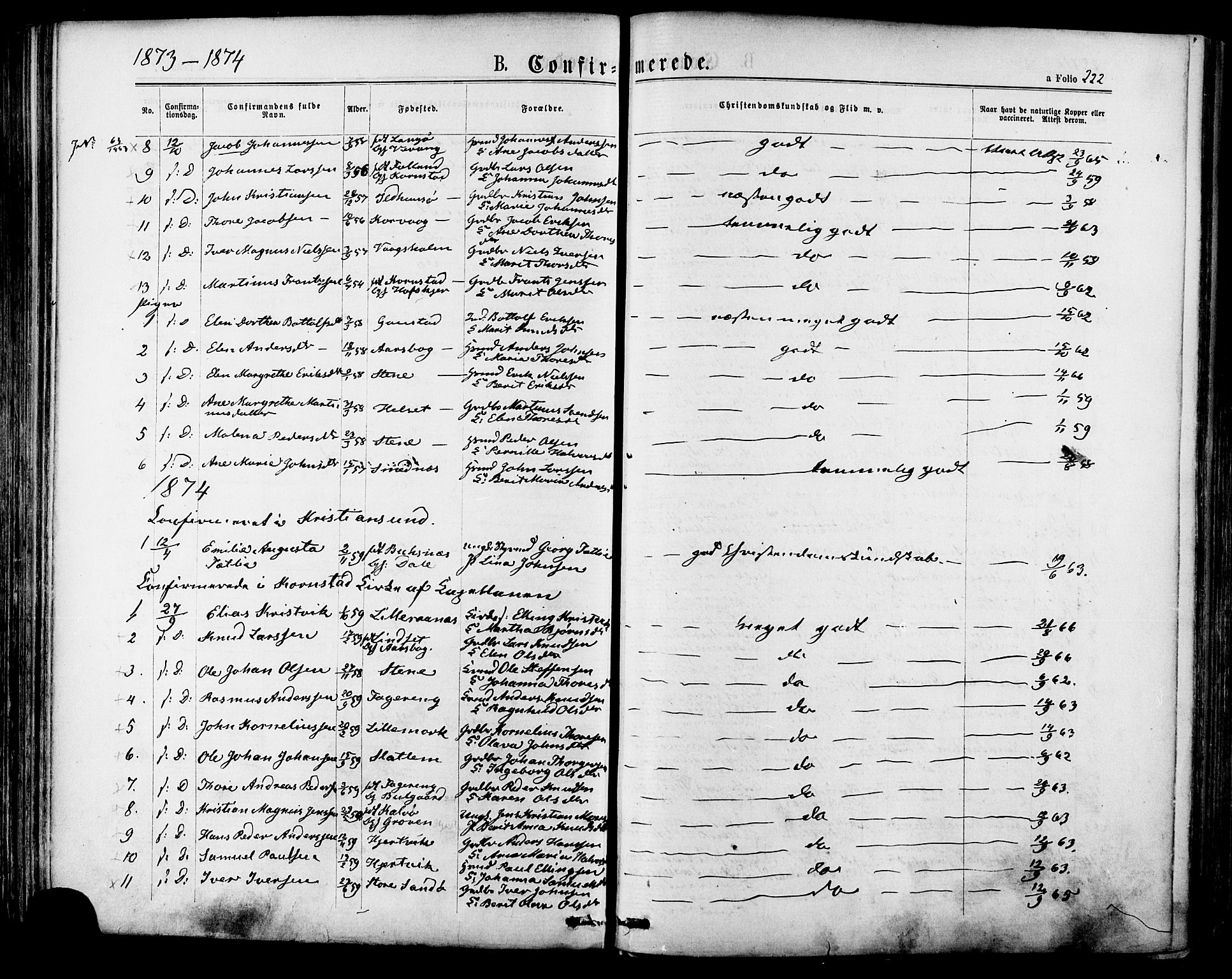 Ministerialprotokoller, klokkerbøker og fødselsregistre - Møre og Romsdal, AV/SAT-A-1454/568/L0805: Ministerialbok nr. 568A12 /1, 1869-1884, s. 222