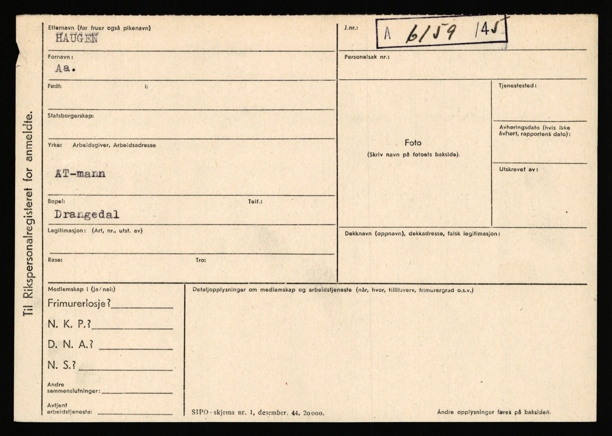 Statspolitiet - Hovedkontoret / Osloavdelingen, AV/RA-S-1329/C/Ca/L0006: Hanche - Hokstvedt, 1943-1945, s. 2327