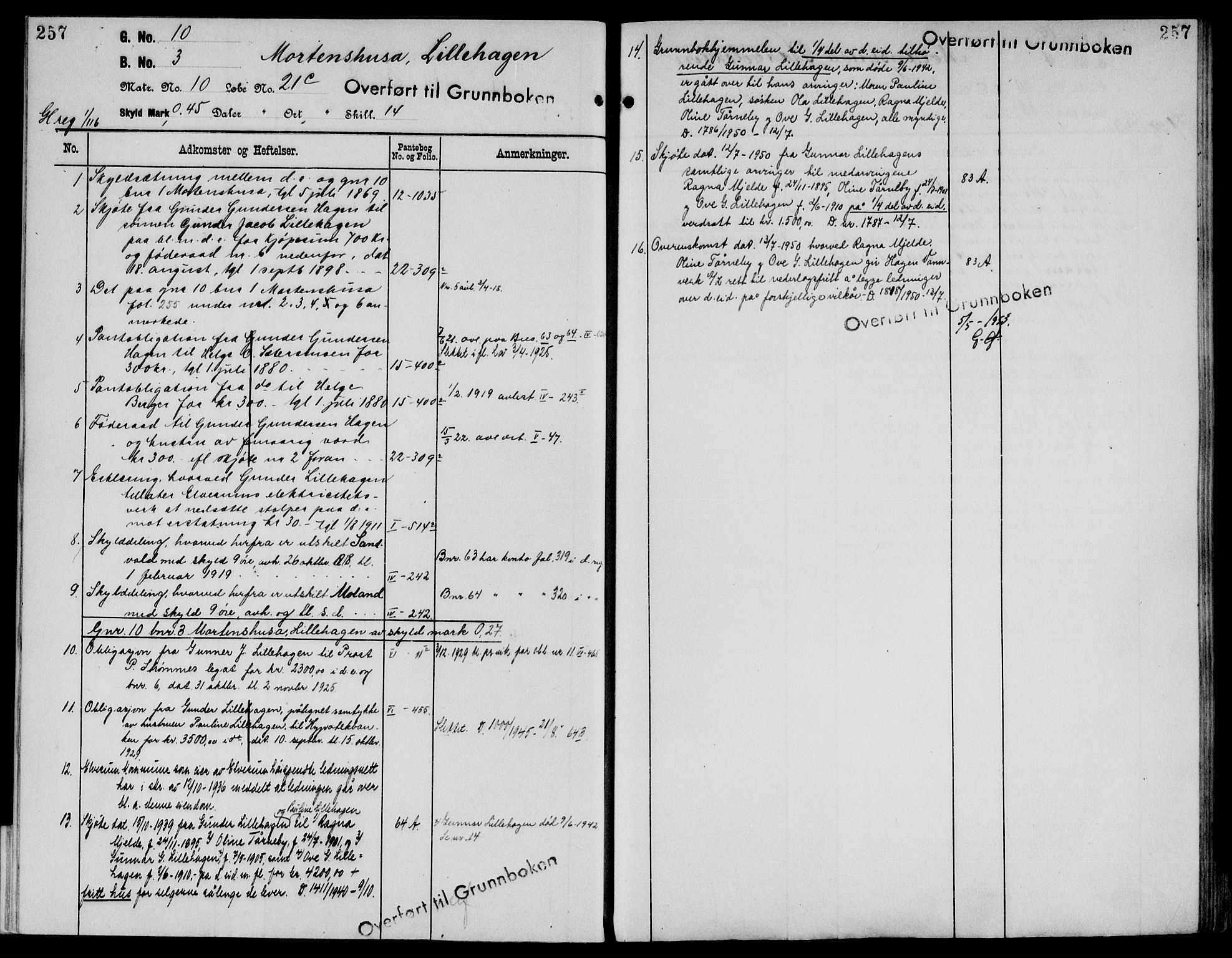 Sør-Østerdal sorenskriveri, AV/SAH-TING-018/H/Ha/Haa/L0019: Panteregister nr. 1, 1922-1954, s. 257