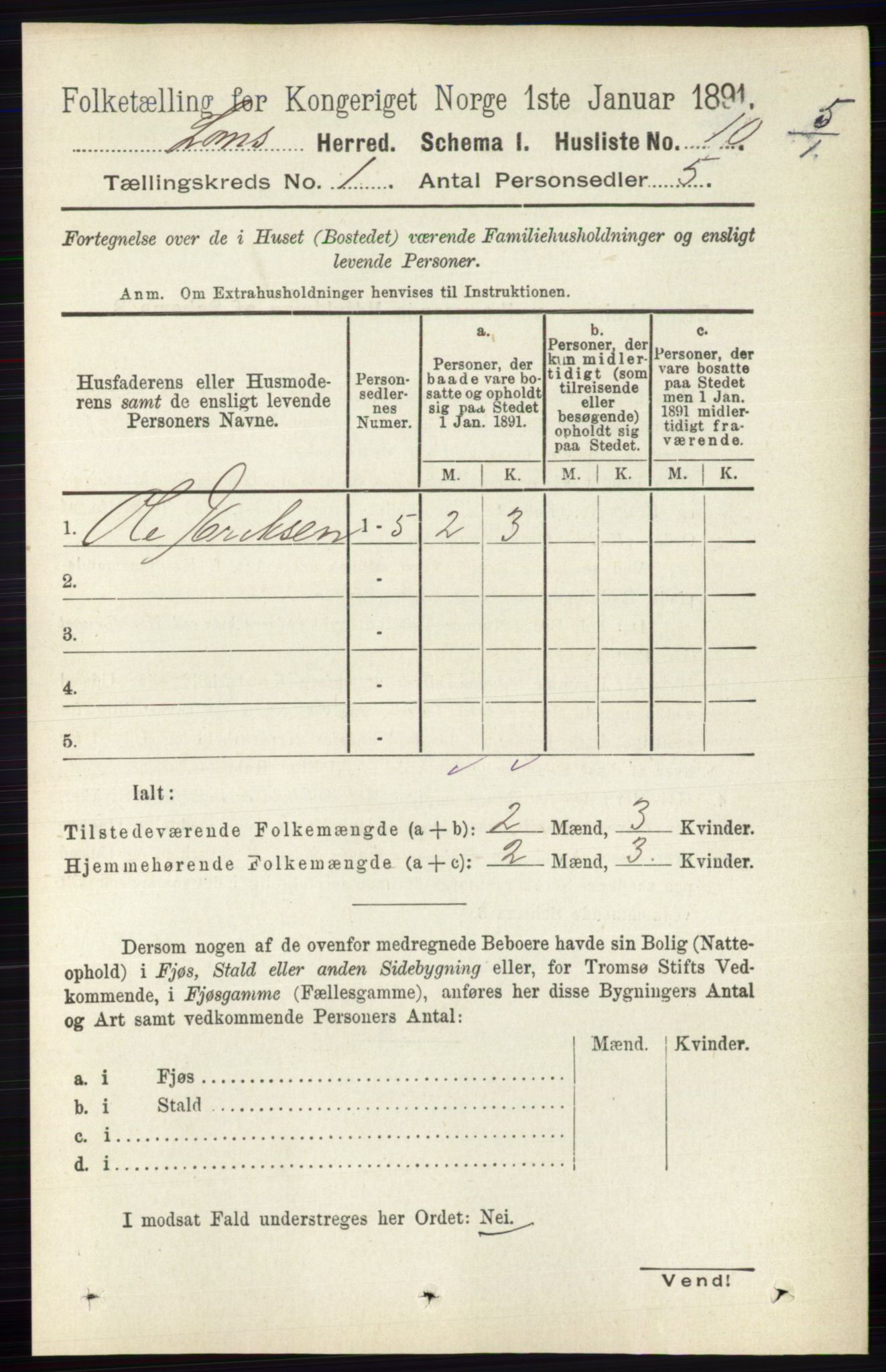 RA, Folketelling 1891 for 0514 Lom herred, 1891, s. 31