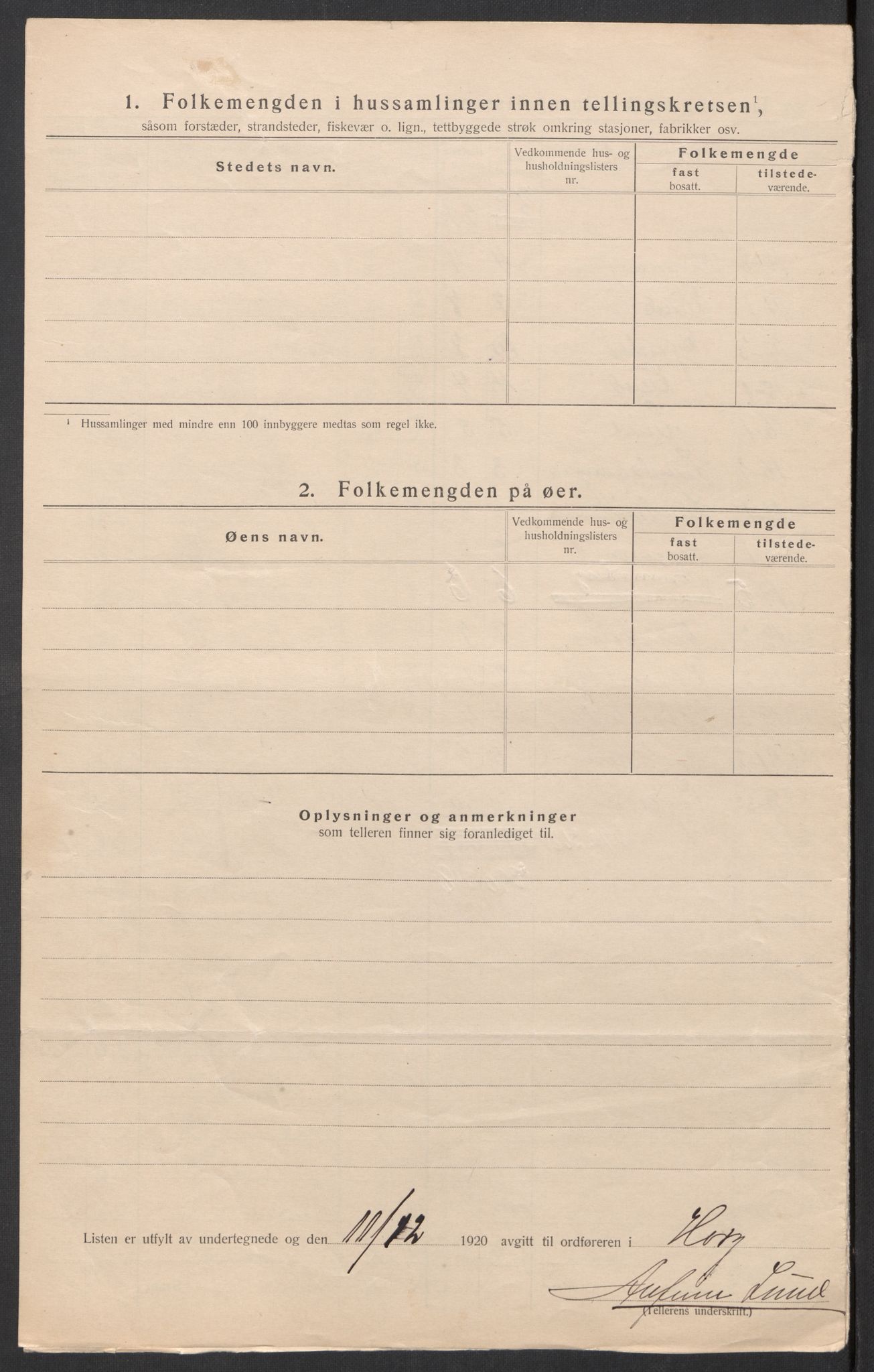 SAT, Folketelling 1920 for 1650 Horg herred, 1920, s. 9