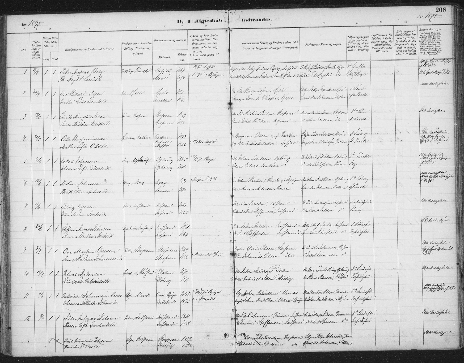 Ministerialprotokoller, klokkerbøker og fødselsregistre - Sør-Trøndelag, AV/SAT-A-1456/659/L0743: Ministerialbok nr. 659A13, 1893-1910, s. 208
