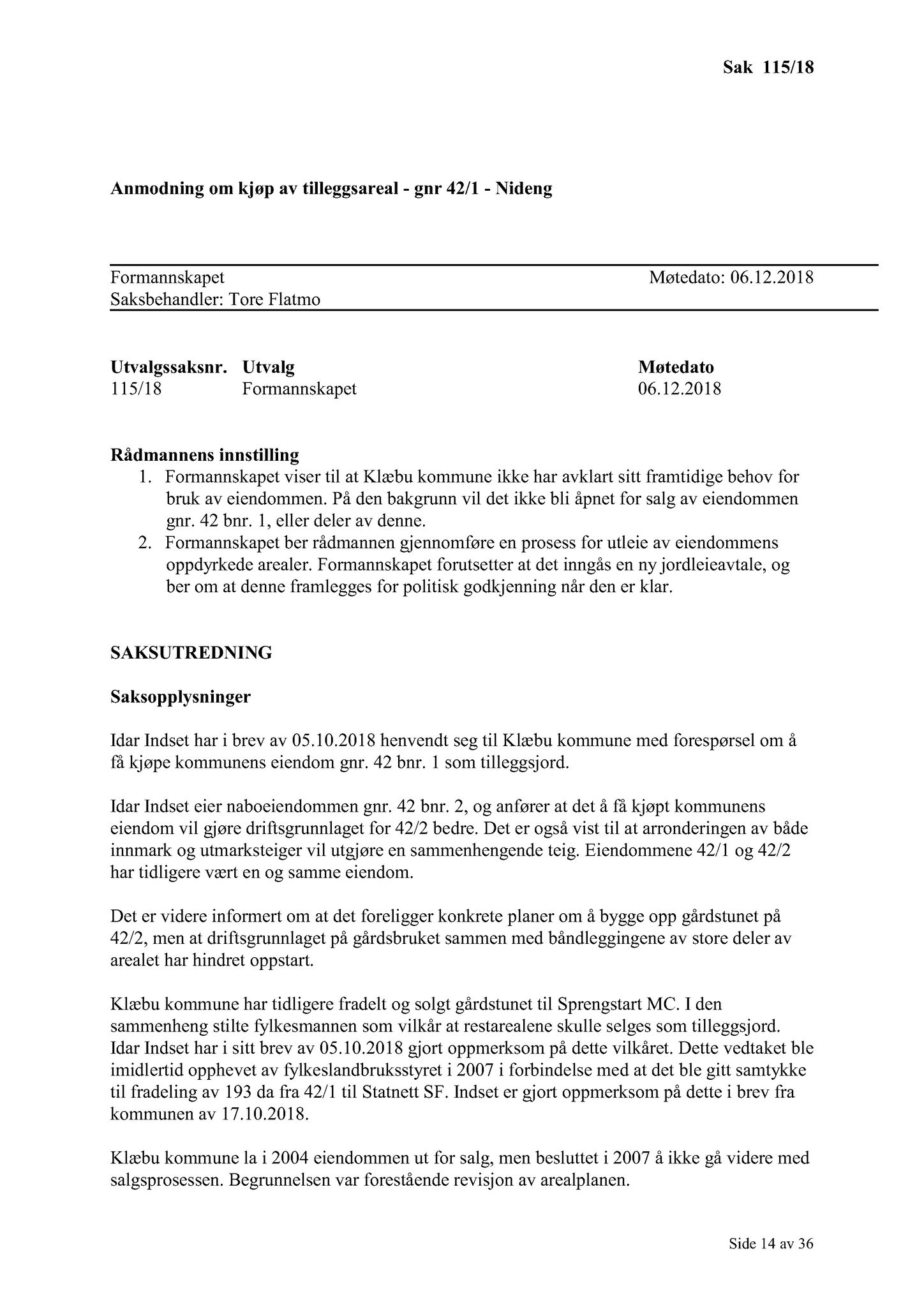 Klæbu Kommune, TRKO/KK/02-FS/L011: Formannsskapet - Møtedokumenter, 2018, s. 2815