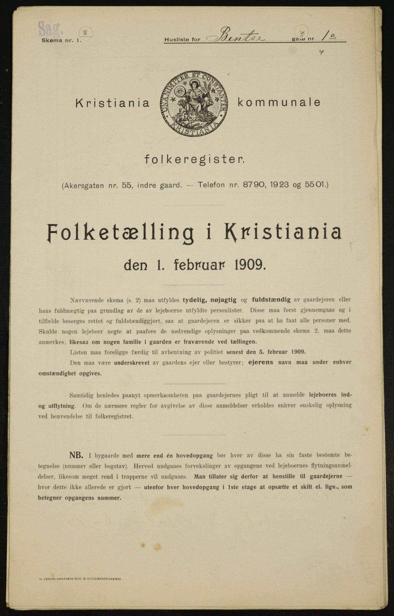 OBA, Kommunal folketelling 1.2.1909 for Kristiania kjøpstad, 1909, s. 3242