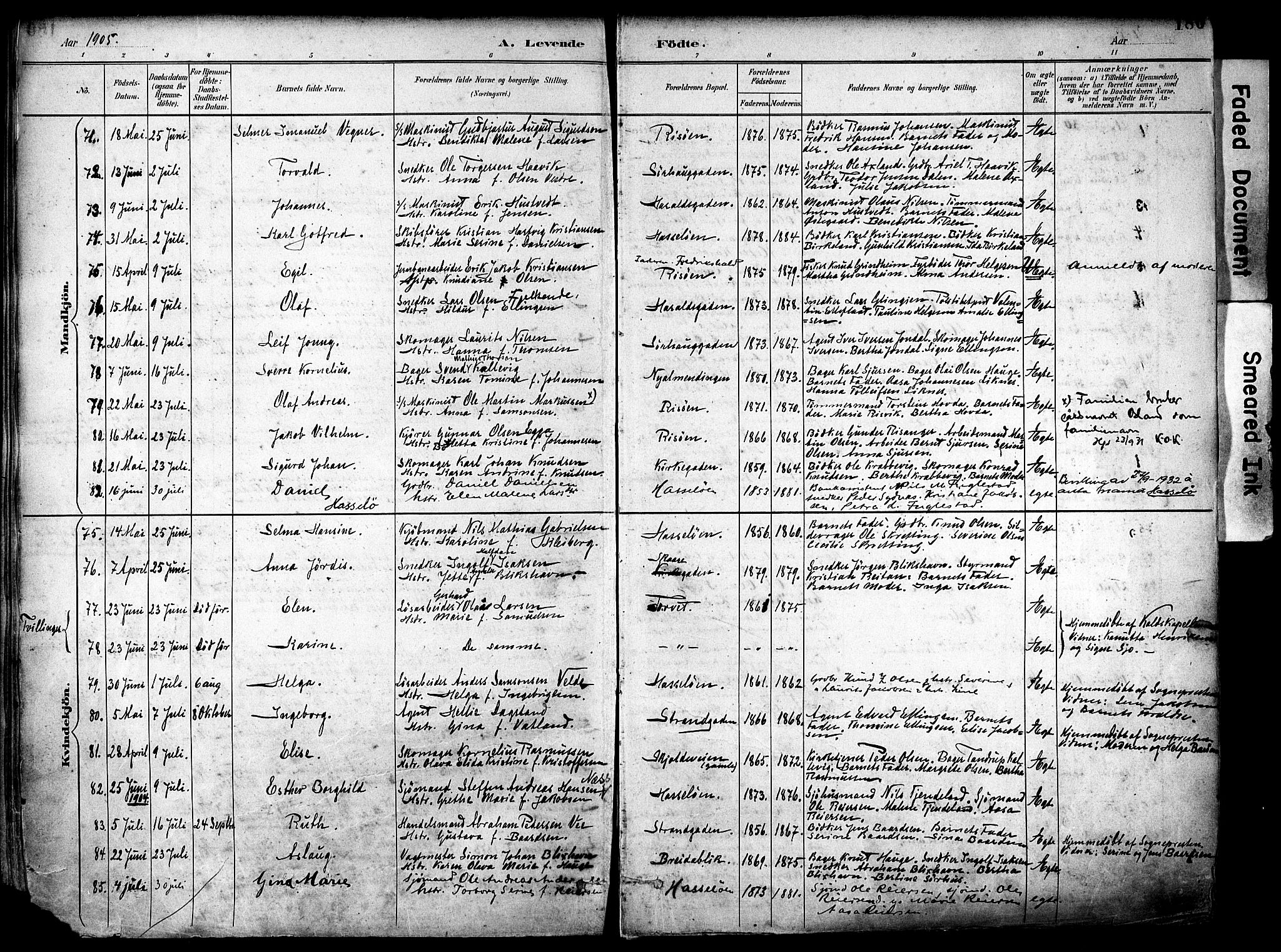 Haugesund sokneprestkontor, AV/SAST-A -101863/H/Ha/Haa/L0006: Ministerialbok nr. A 6, 1891-1907, s. 186