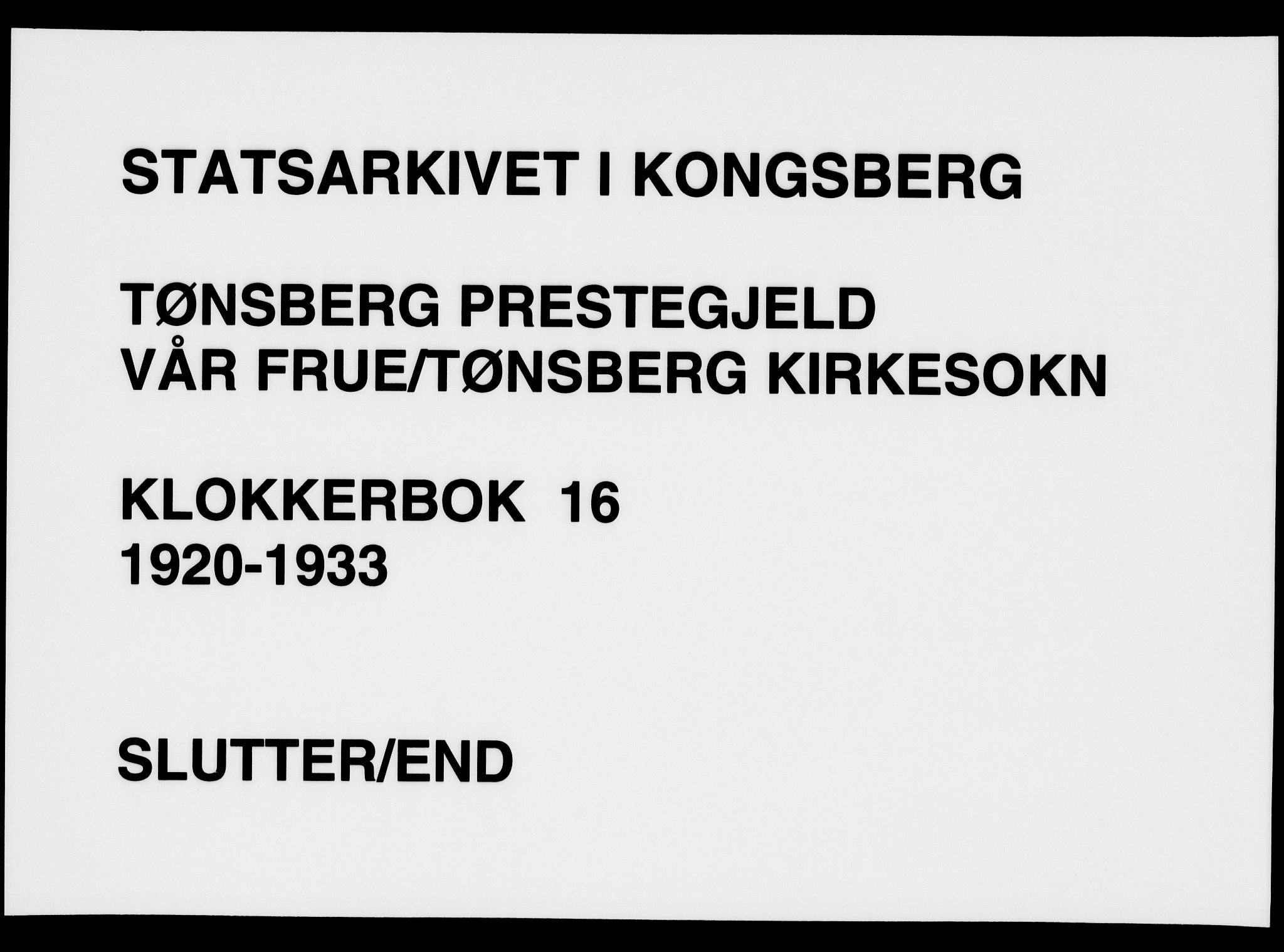 Tønsberg kirkebøker, SAKO/A-330/G/Ga/L0016: Klokkerbok nr. 16, 1920-1933