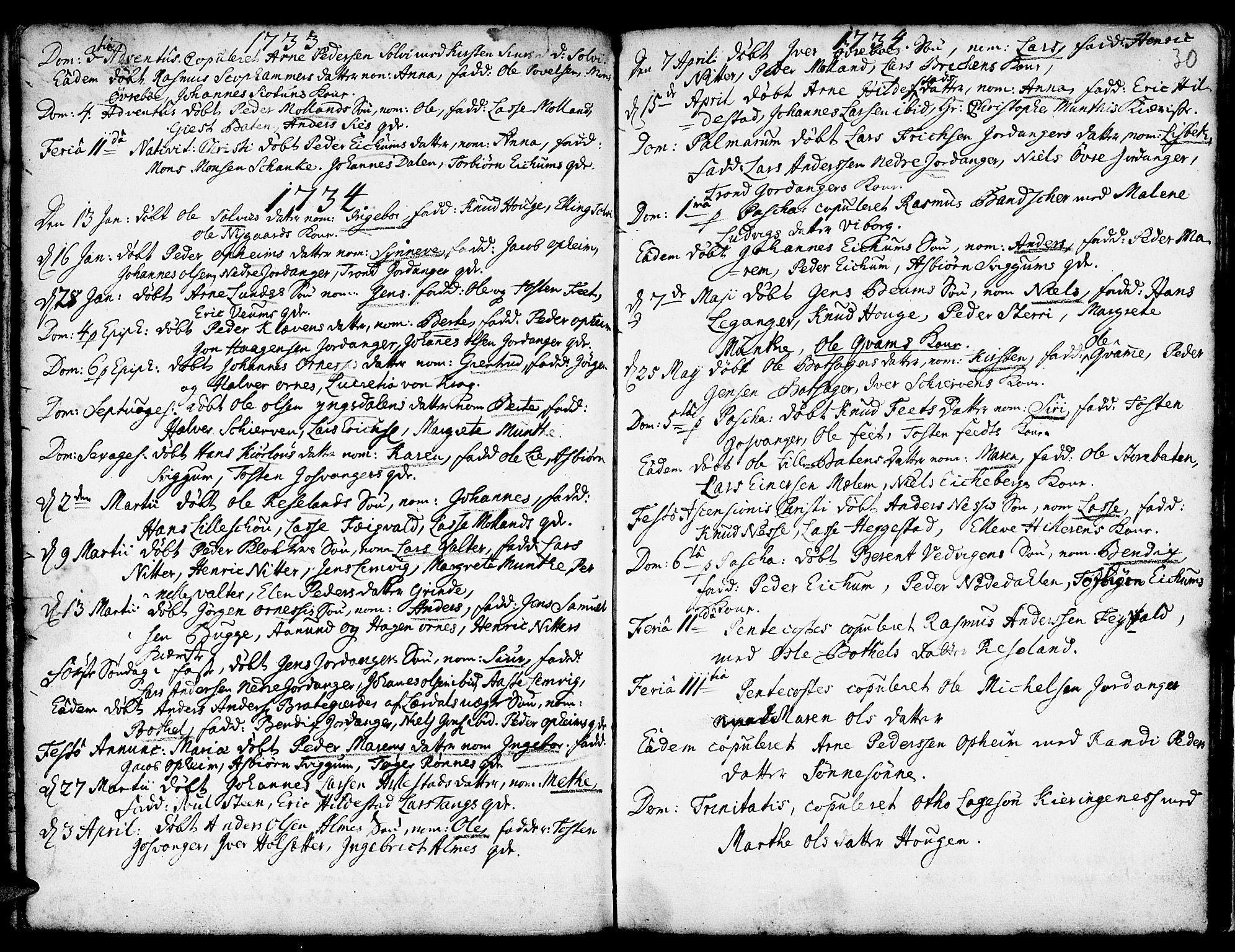 Hafslo sokneprestembete, AV/SAB-A-80301/H/Haa/Haaa/L0001: Ministerialbok nr. A 1, 1717-1755, s. 30