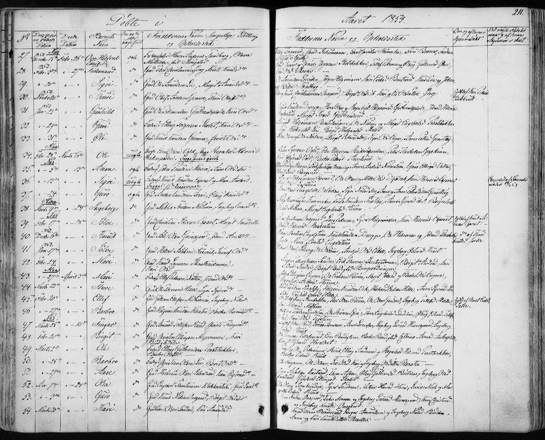 Nes kirkebøker, AV/SAKO-A-236/F/Fa/L0009: Ministerialbok nr. 9, 1834-1863, s. 211