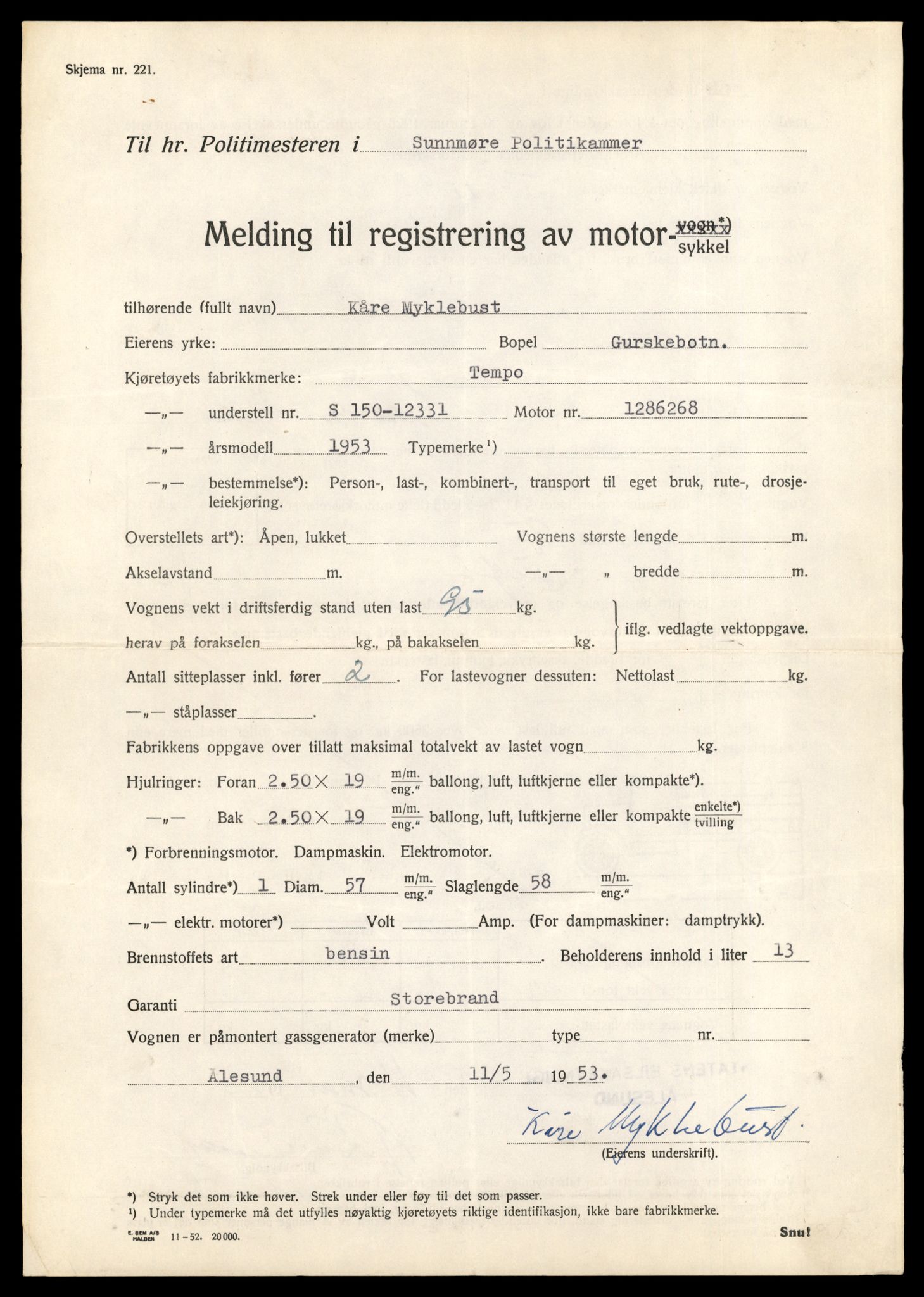 Møre og Romsdal vegkontor - Ålesund trafikkstasjon, SAT/A-4099/F/Fe/L0031: Registreringskort for kjøretøy T 11800 - T 11996, 1927-1998, s. 2719