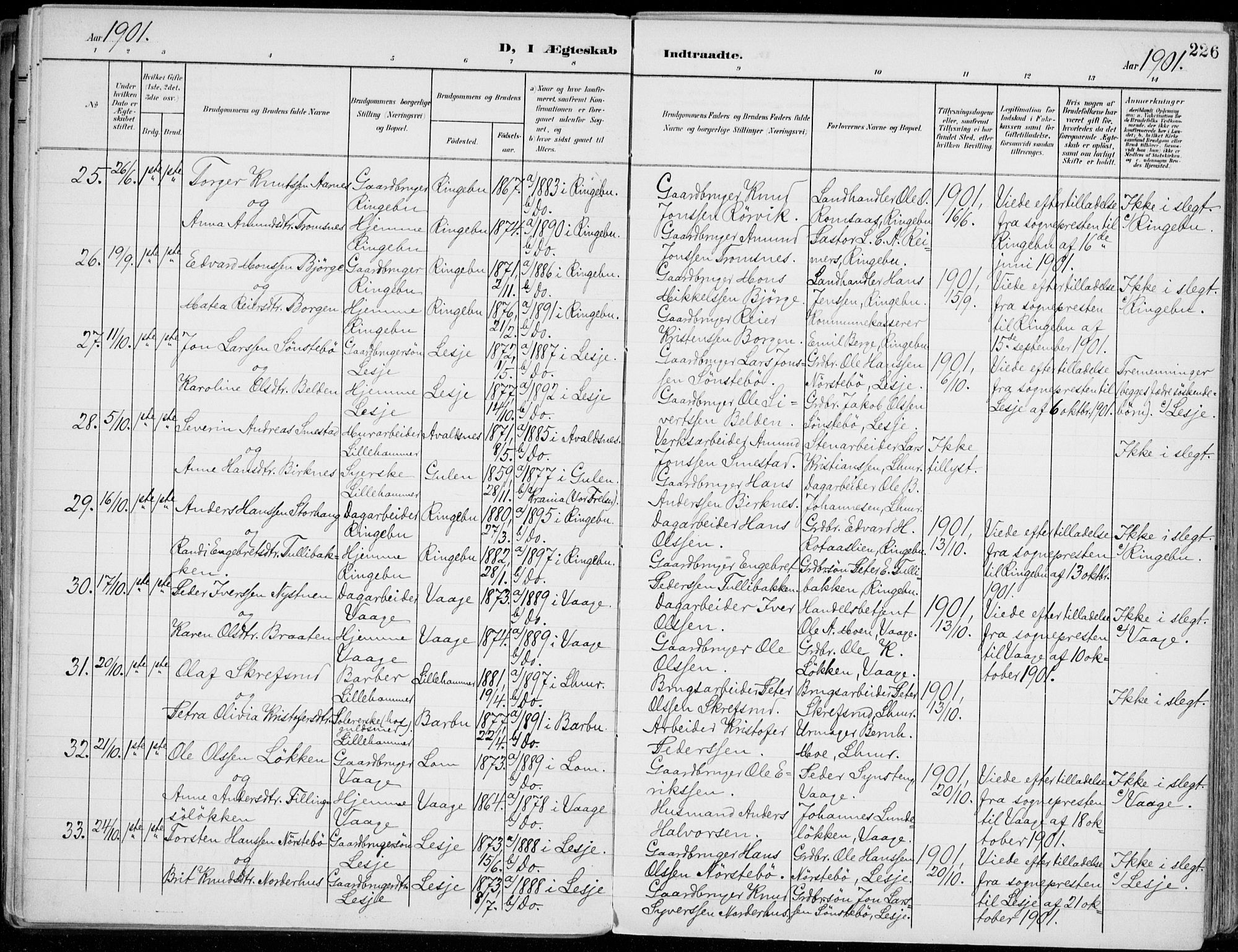 Lillehammer prestekontor, AV/SAH-PREST-088/H/Ha/Haa/L0001: Ministerialbok nr. 1, 1901-1916, s. 226
