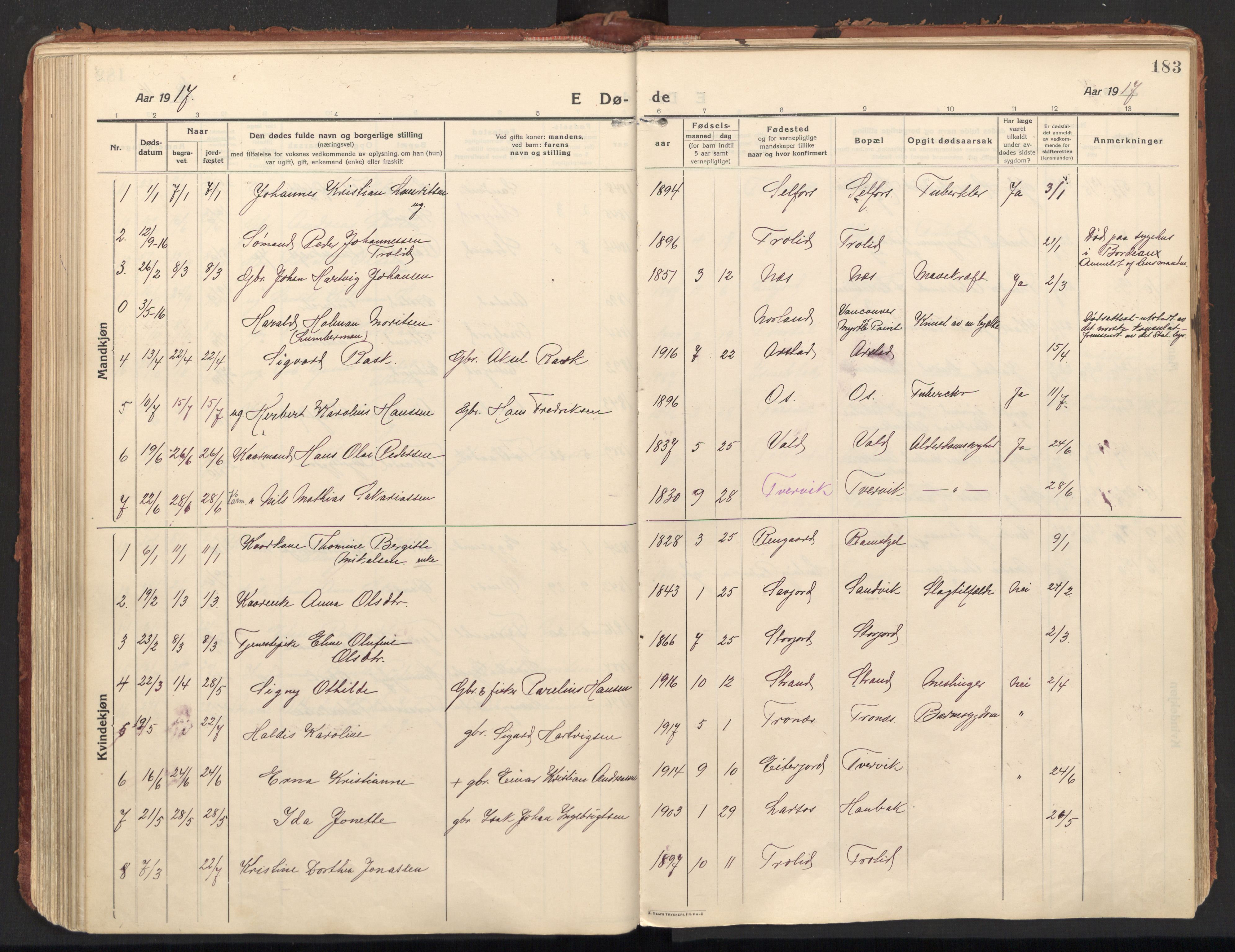 Ministerialprotokoller, klokkerbøker og fødselsregistre - Nordland, SAT/A-1459/846/L0650: Ministerialbok nr. 846A08, 1916-1935, s. 183