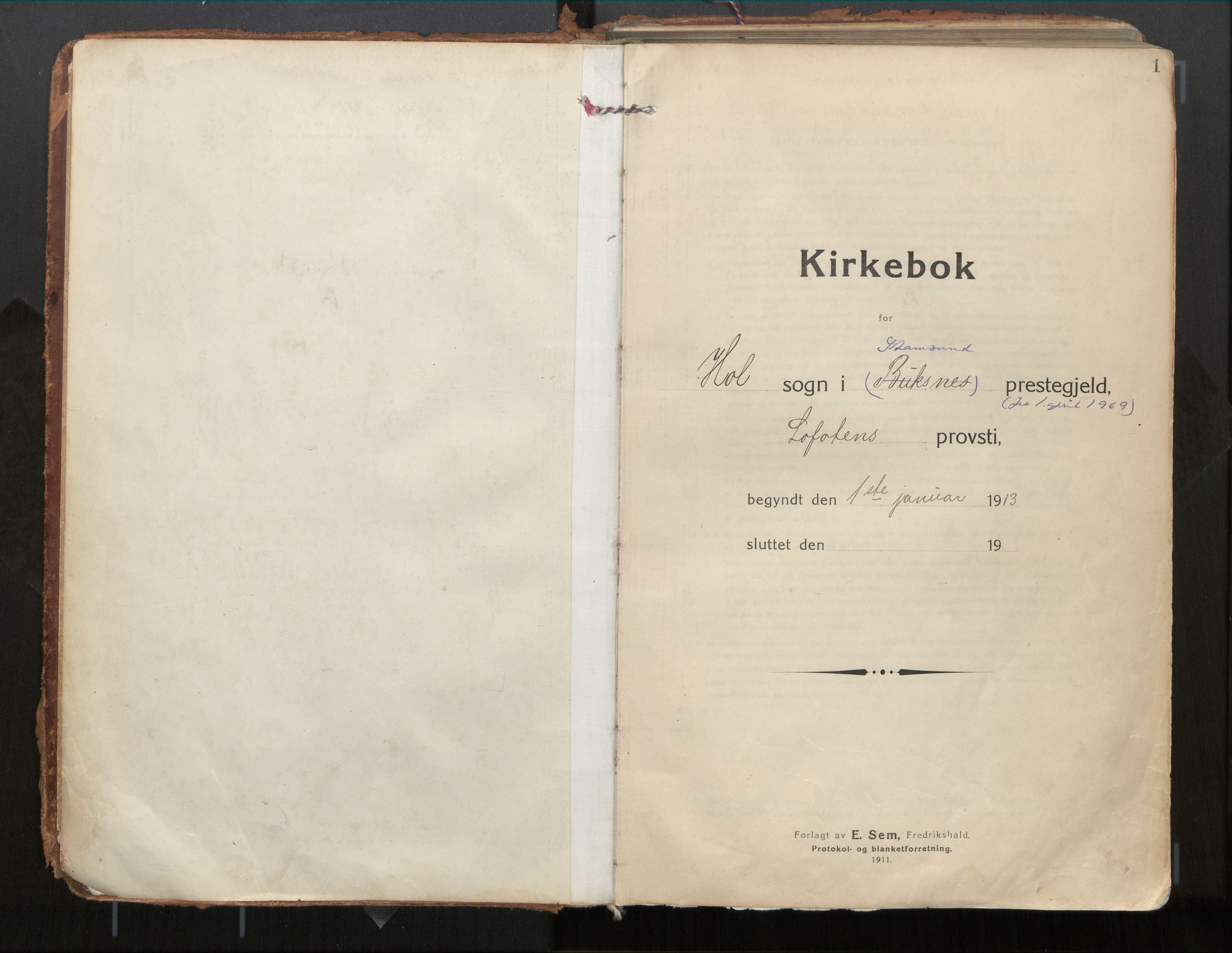 Ministerialprotokoller, klokkerbøker og fødselsregistre - Nordland, SAT/A-1459/882/L1181: Ministerialbok nr. 882A03, 1913-1937, s. 1
