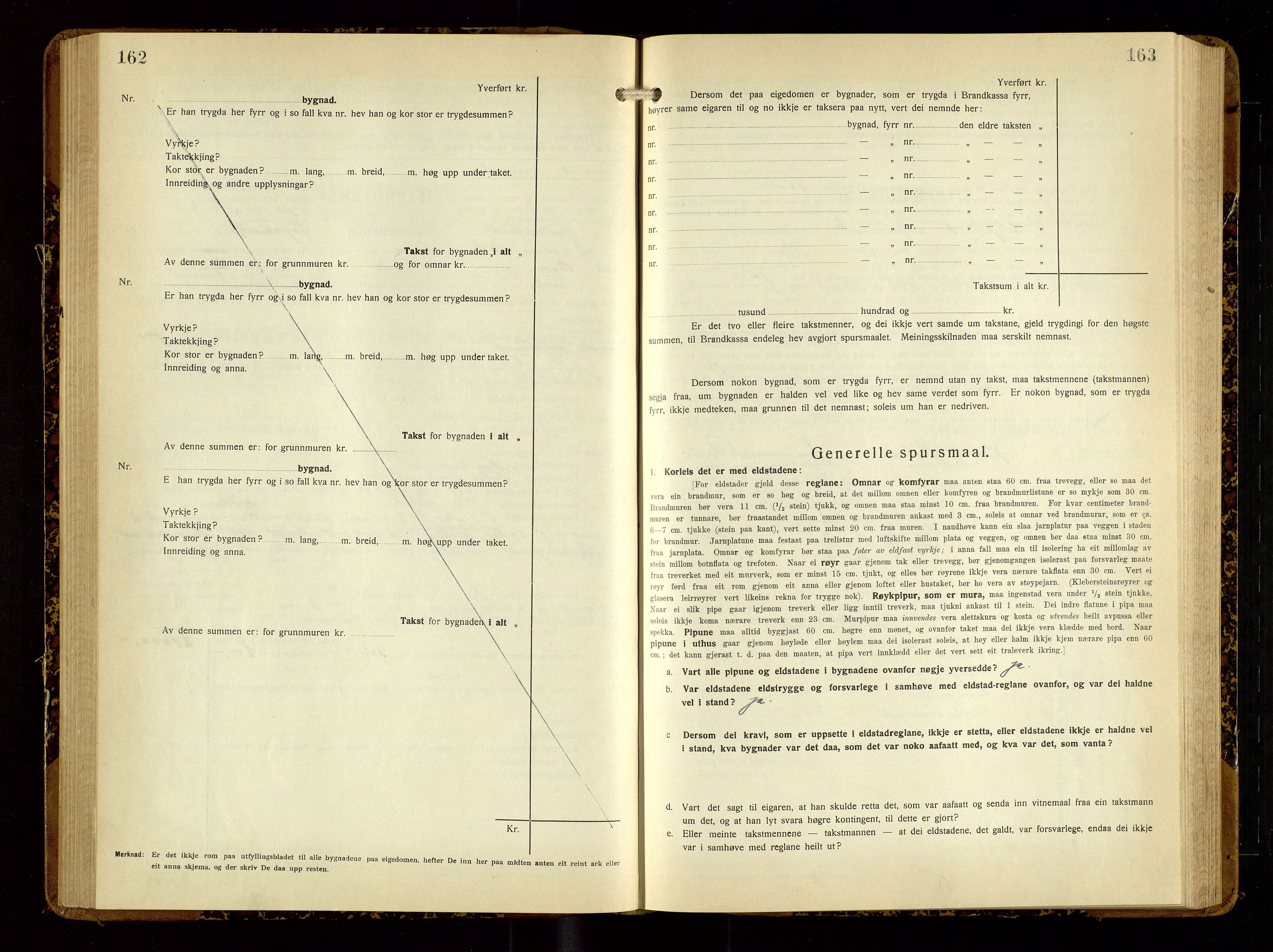 Hjelmeland lensmannskontor, SAST/A-100439/Gob/L0003: "Brandtakstbok", 1932-1950, s. 162-163