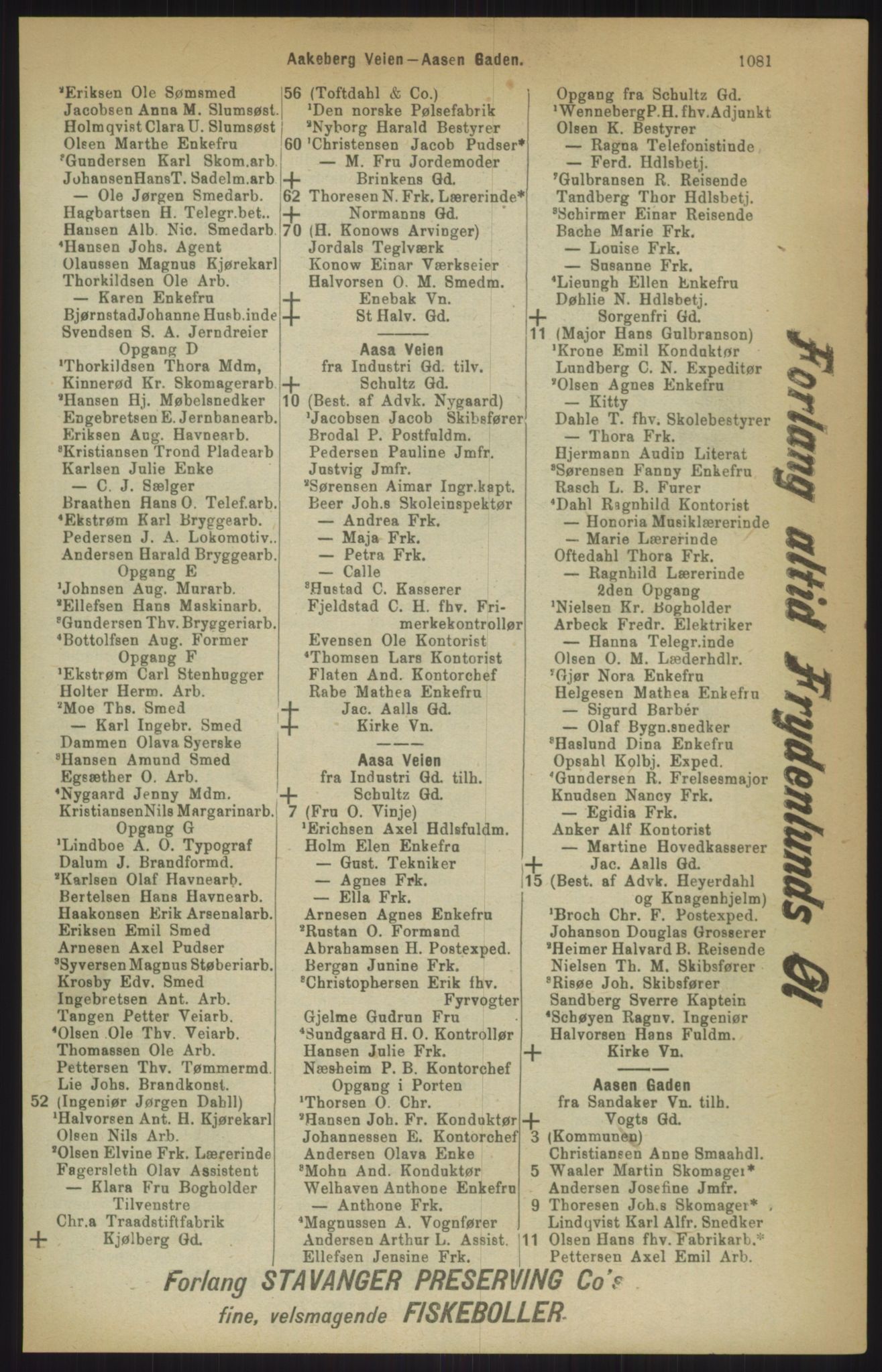 Kristiania/Oslo adressebok, PUBL/-, 1911, s. 1081