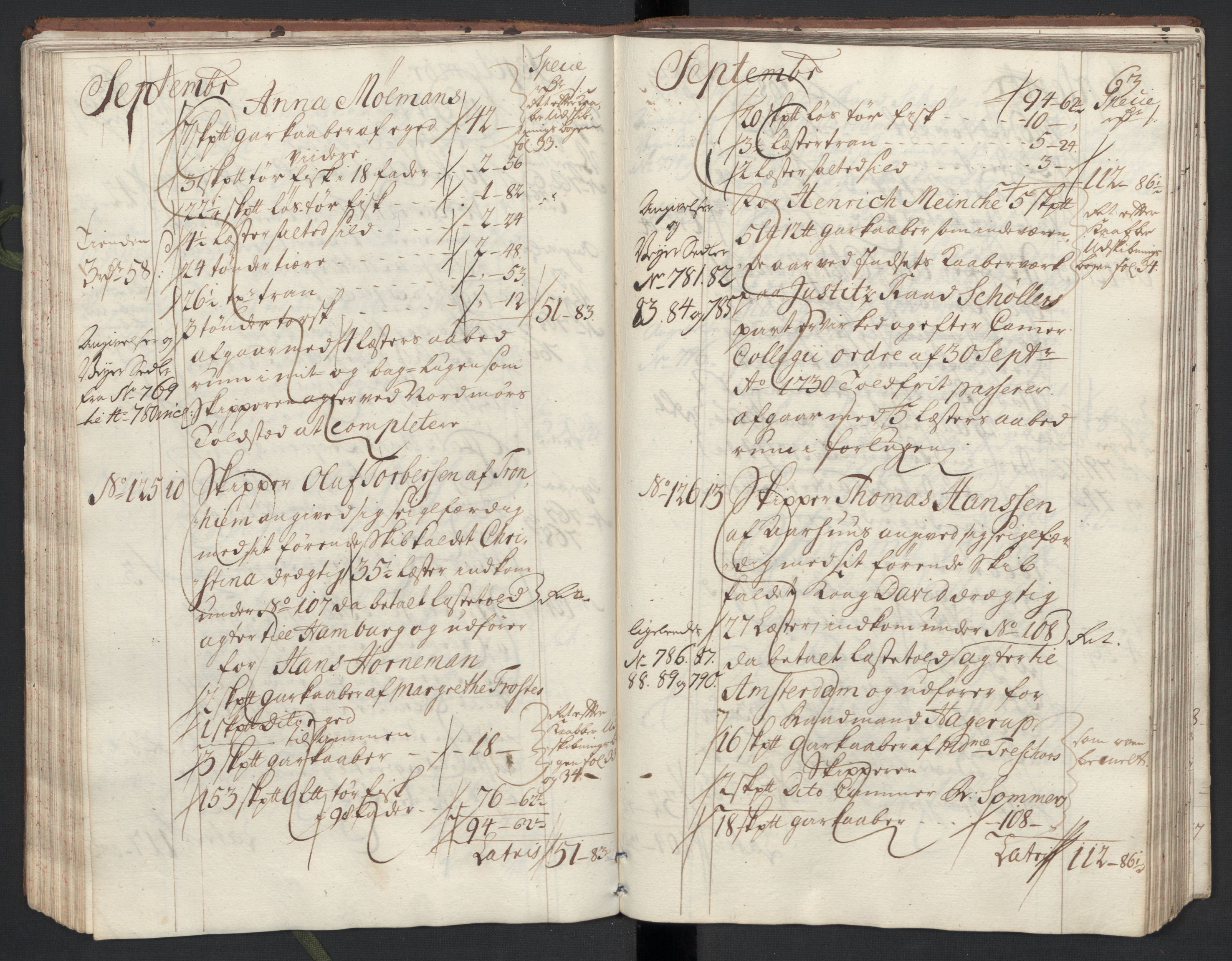 Generaltollkammeret, tollregnskaper, AV/RA-EA-5490/R33/L0013/0002: Tollregnskaper Trondheim A / Utgående tollbok, 1731, s. 62b-63a