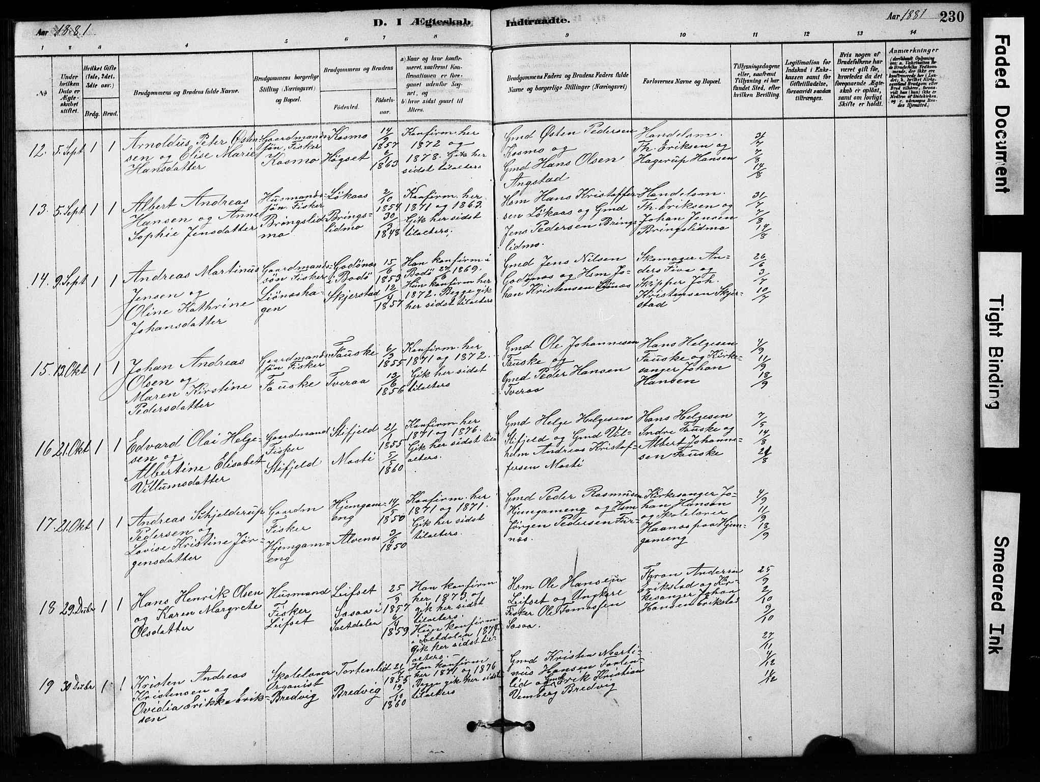 Ministerialprotokoller, klokkerbøker og fødselsregistre - Nordland, AV/SAT-A-1459/852/L0754: Klokkerbok nr. 852C05, 1878-1894, s. 230