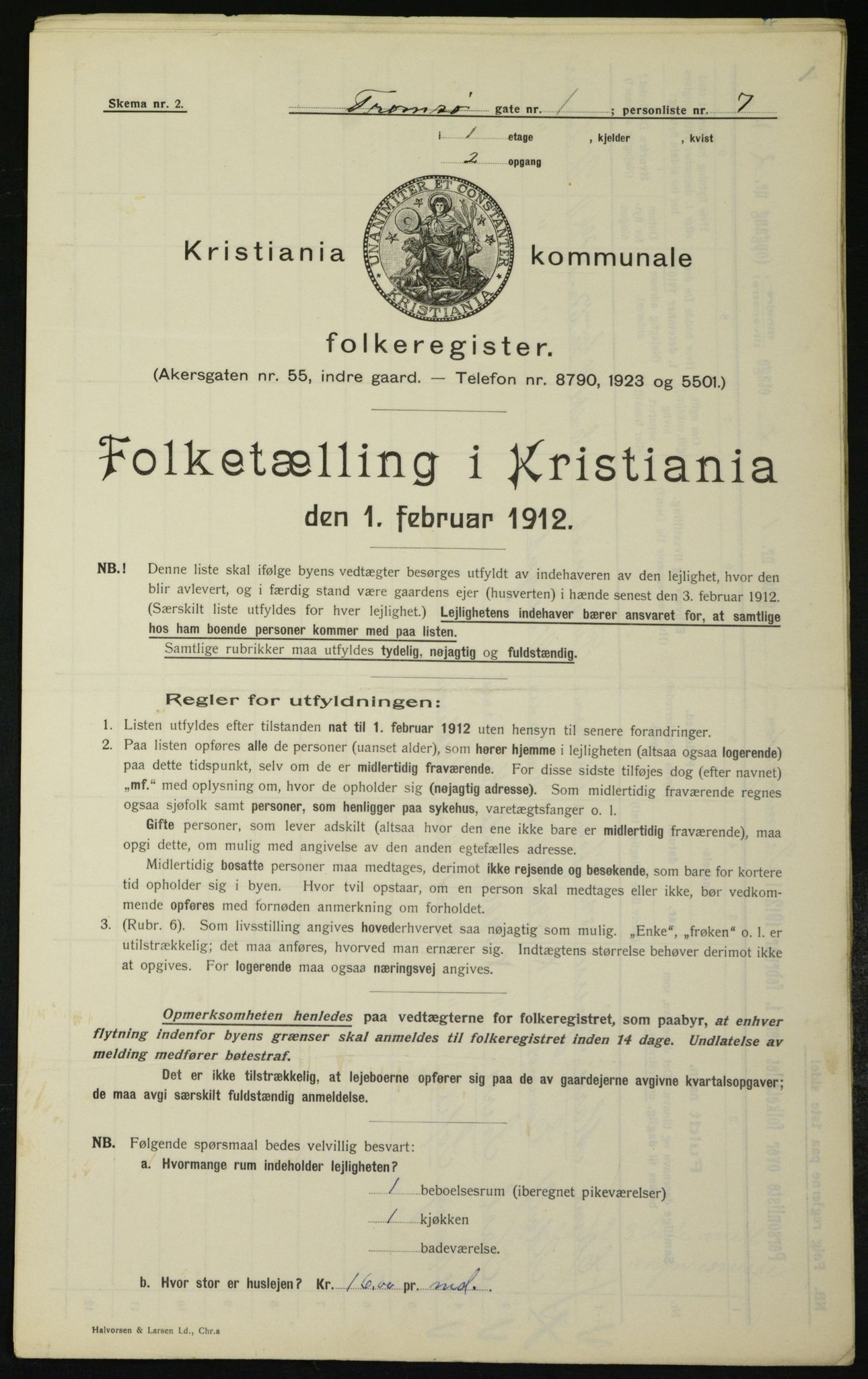 OBA, Kommunal folketelling 1.2.1912 for Kristiania, 1912, s. 115616