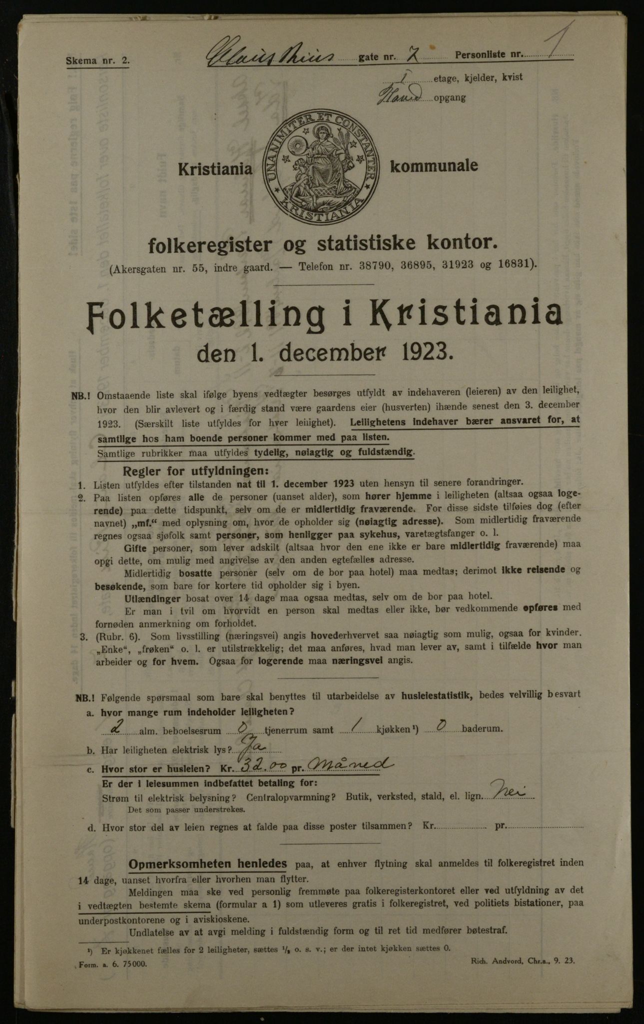 OBA, Kommunal folketelling 1.12.1923 for Kristiania, 1923, s. 14411