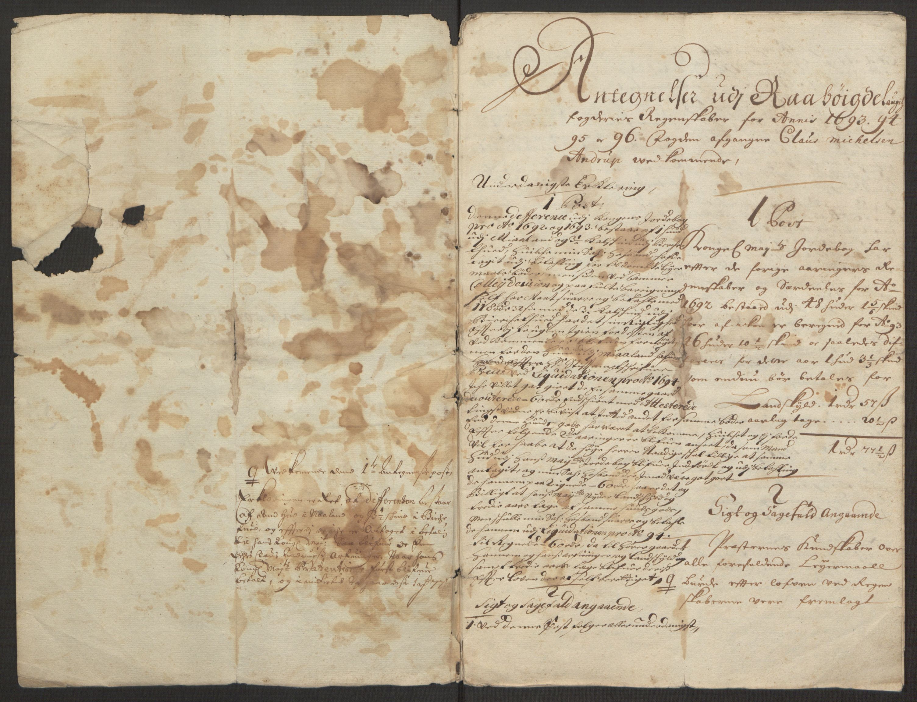 Rentekammeret inntil 1814, Reviderte regnskaper, Fogderegnskap, RA/EA-4092/R40/L2444: Fogderegnskap Råbyggelag, 1693-1696, s. 371