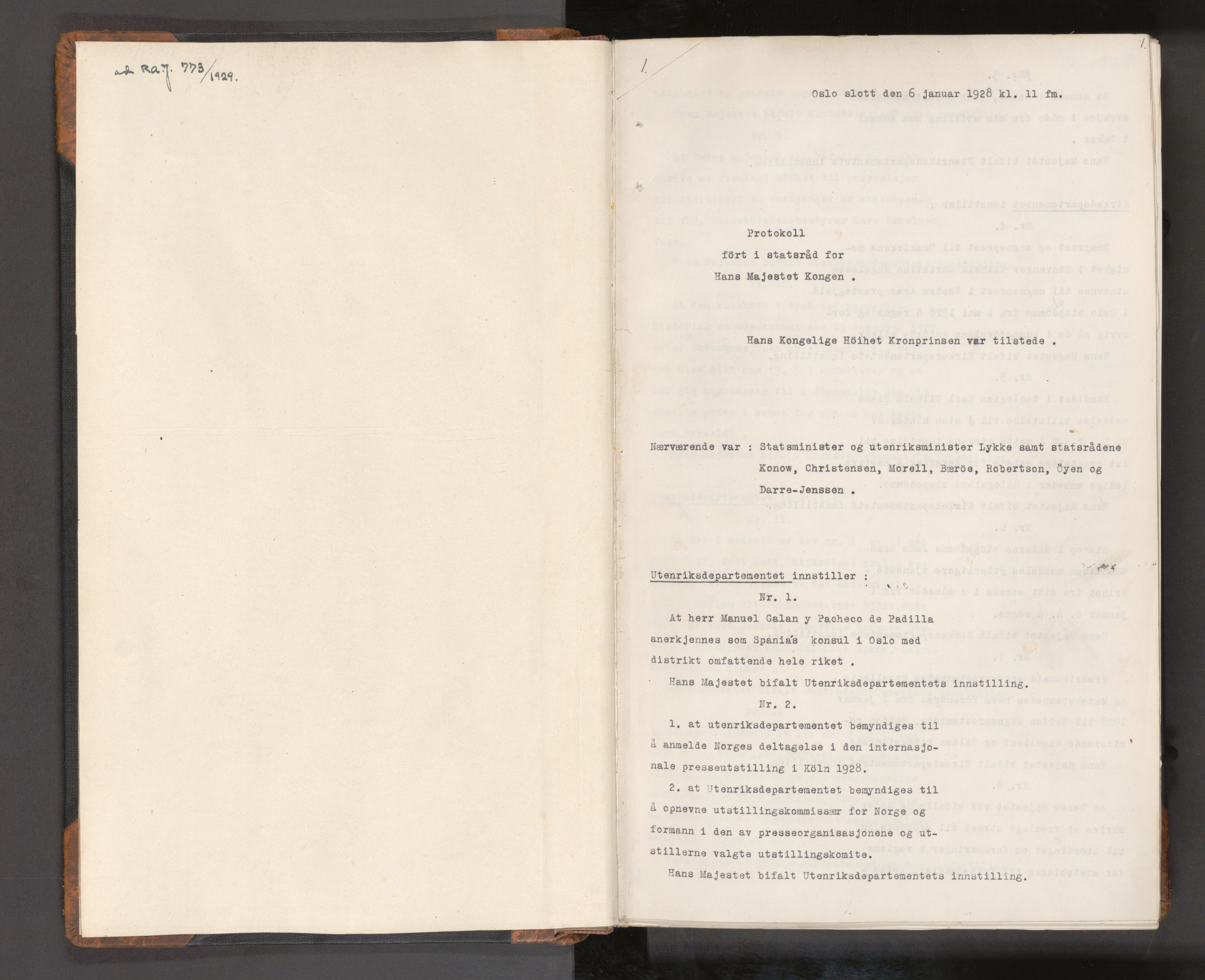 Statsrådssekretariatet, AV/RA-S-1001/A/Ac/L0085: Kgl. res. nr. 1-1628, 1928