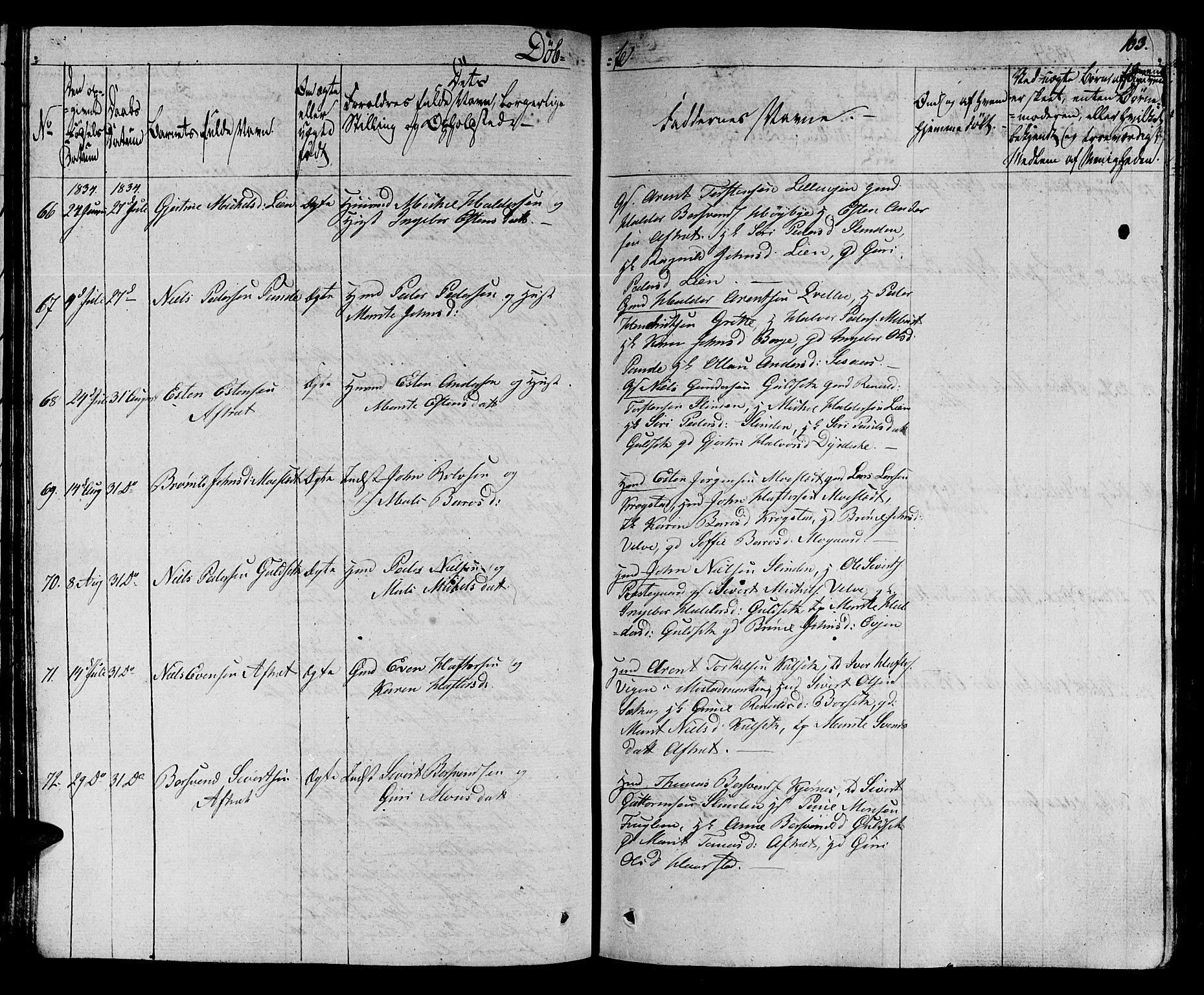 Ministerialprotokoller, klokkerbøker og fødselsregistre - Sør-Trøndelag, SAT/A-1456/695/L1143: Ministerialbok nr. 695A05 /1, 1824-1842, s. 103