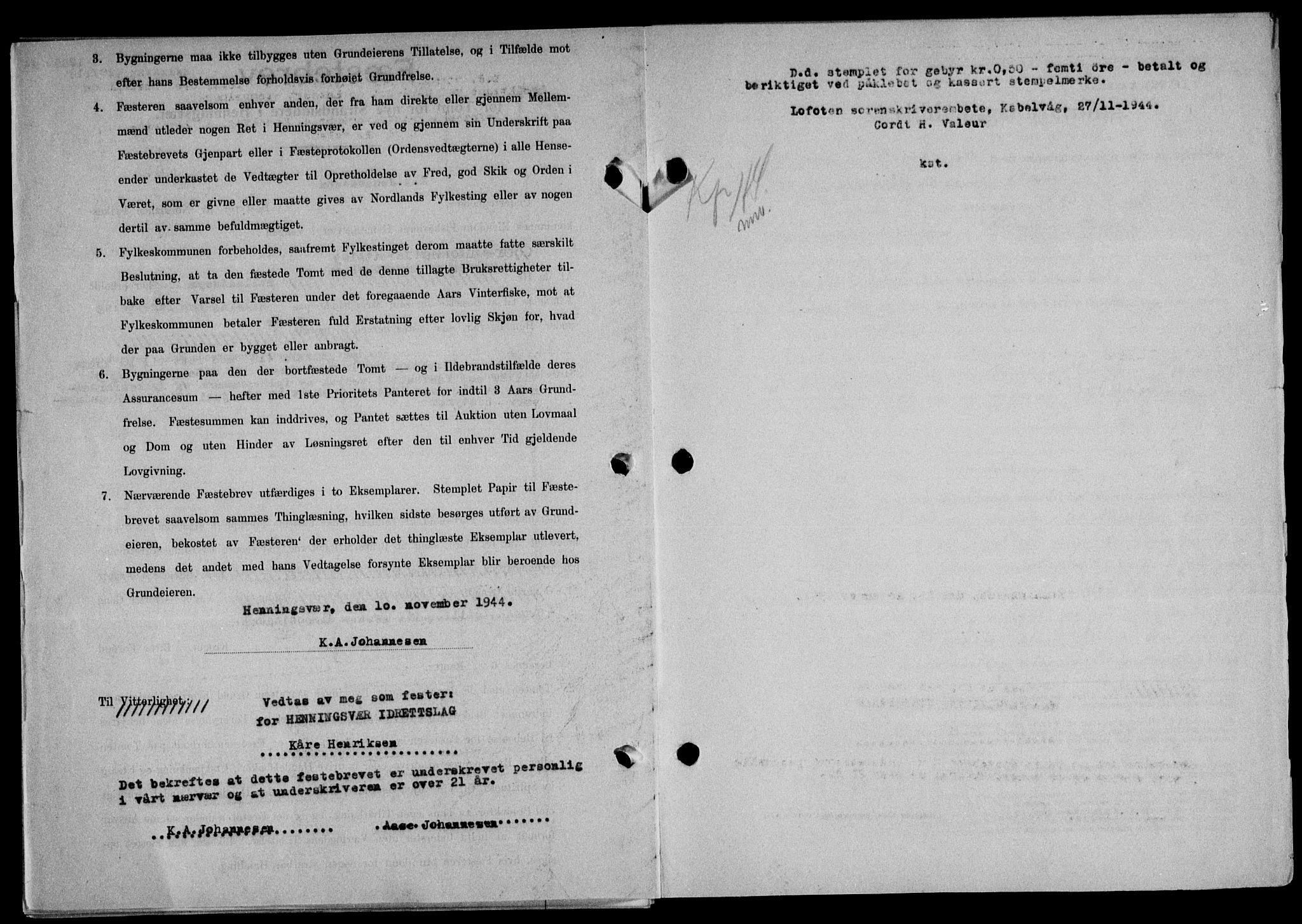Lofoten sorenskriveri, SAT/A-0017/1/2/2C/L0012a: Pantebok nr. 12a, 1943-1944, Dagboknr: 1286/1944
