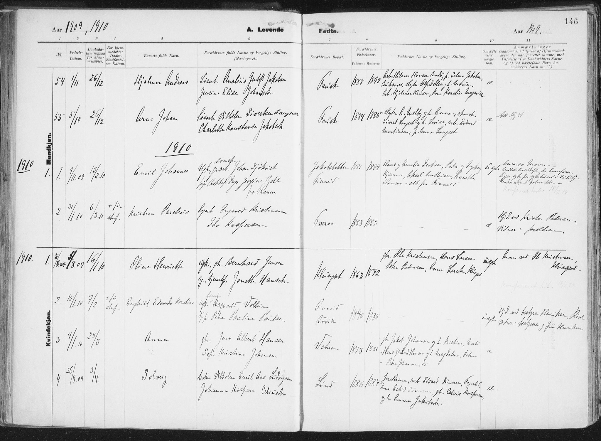 Ministerialprotokoller, klokkerbøker og fødselsregistre - Nordland, AV/SAT-A-1459/849/L0696: Ministerialbok nr. 849A08, 1898-1910, s. 146