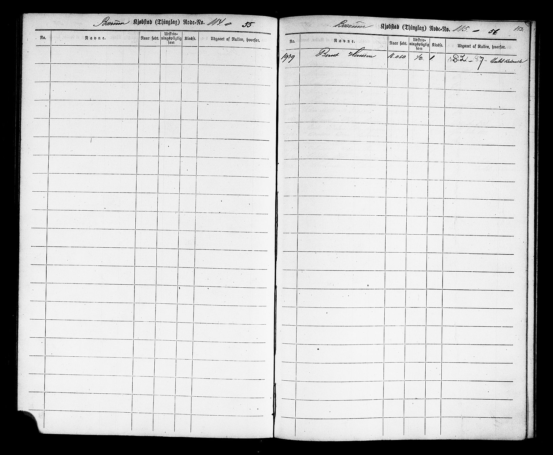 Oslo mønstringskontor, SAO/A-10569g/F/Fc/Fcc/L0001: Utskrivningsregisterrulle, 1860, s. 153