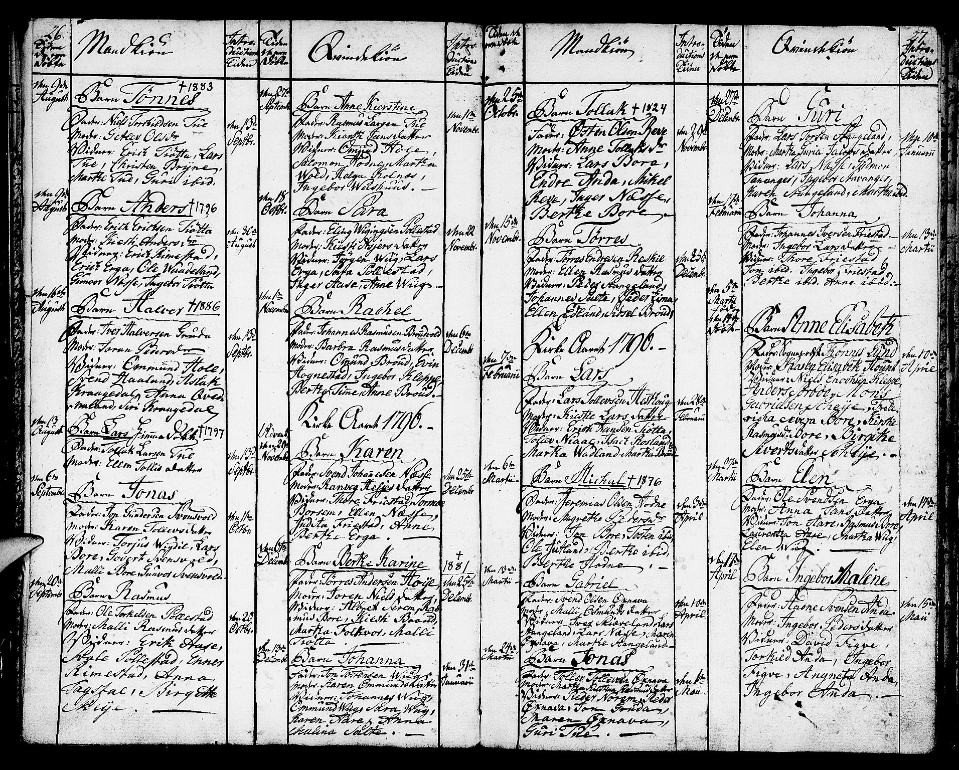 Klepp sokneprestkontor, AV/SAST-A-101803/001/3/30BA/L0001: Ministerialbok nr. A 1, 1793-1819, s. 26-27