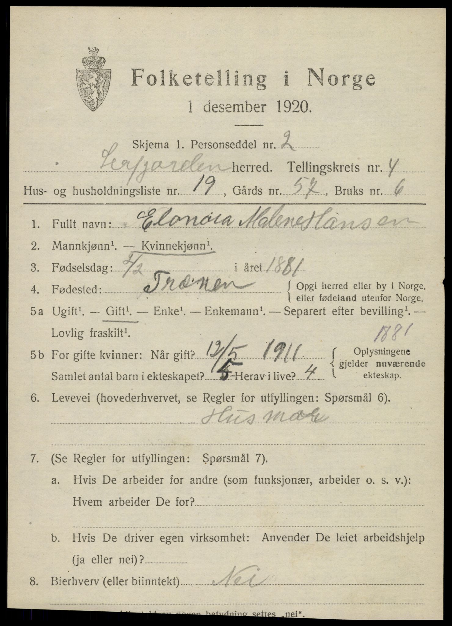 SAT, Folketelling 1920 for 1822 Leirfjord herred, 1920, s. 2745