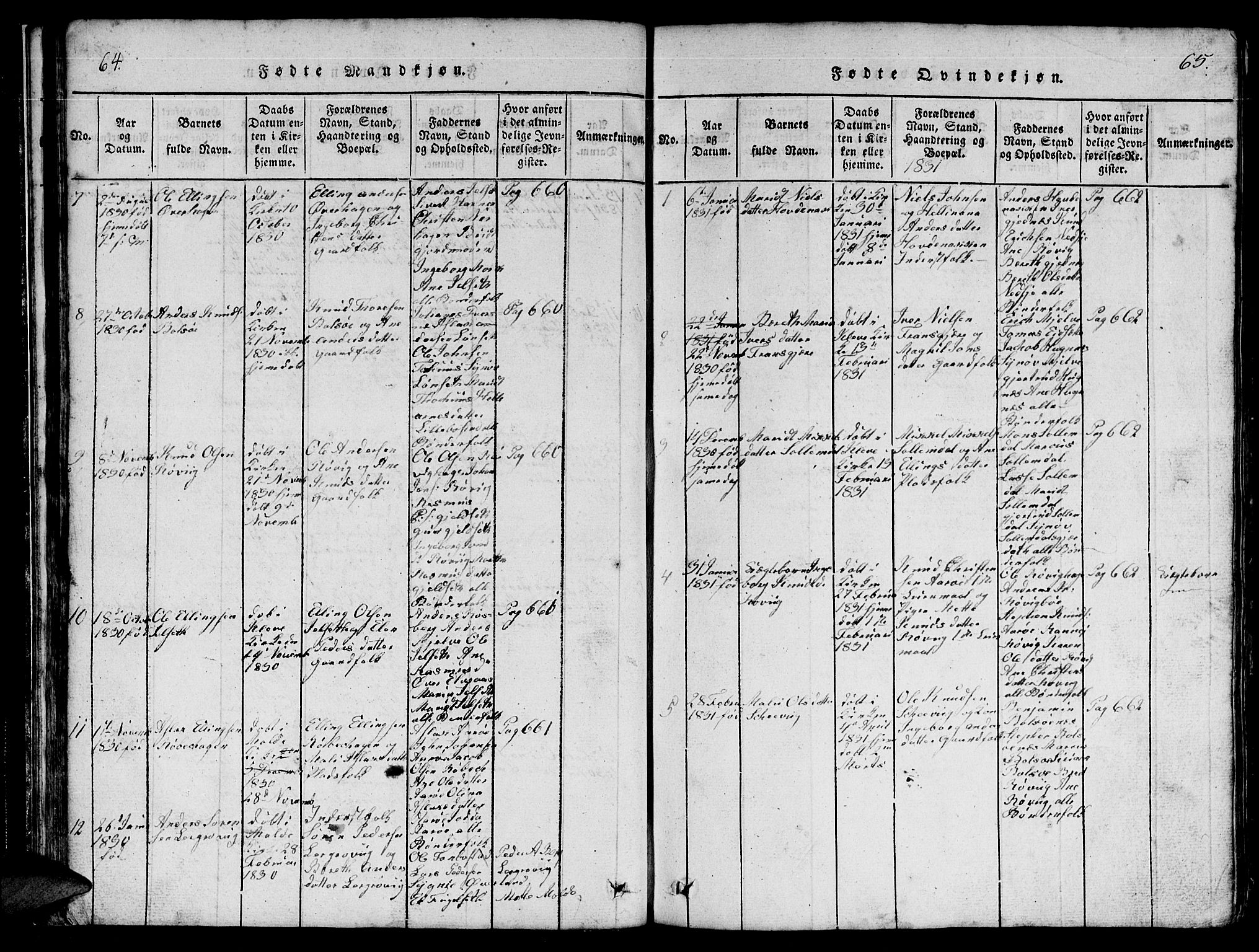 Ministerialprotokoller, klokkerbøker og fødselsregistre - Møre og Romsdal, SAT/A-1454/555/L0665: Klokkerbok nr. 555C01, 1818-1868, s. 64-65