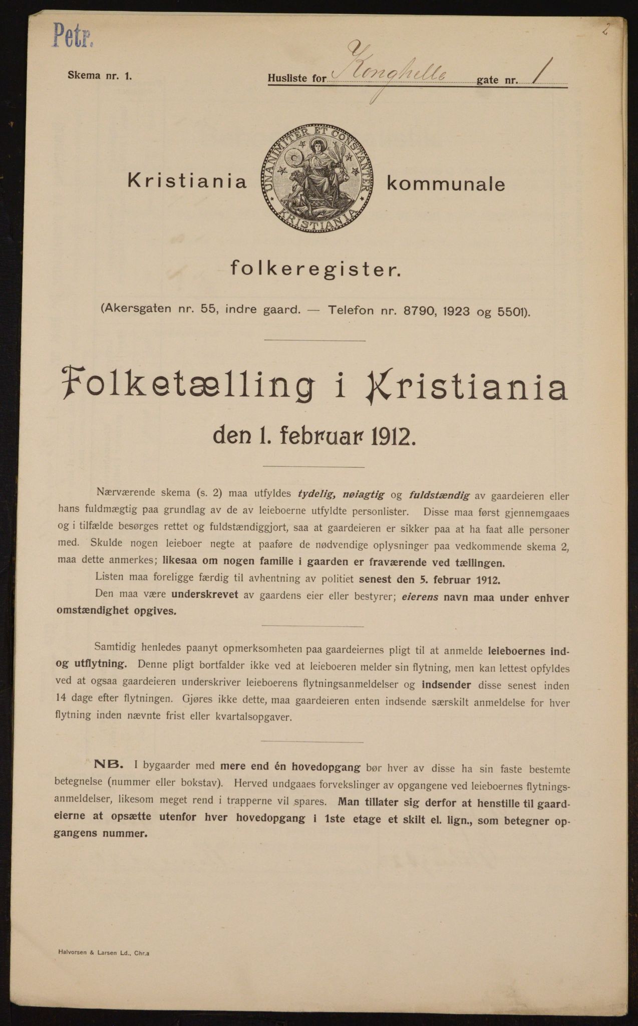 OBA, Kommunal folketelling 1.2.1912 for Kristiania, 1912, s. 52910