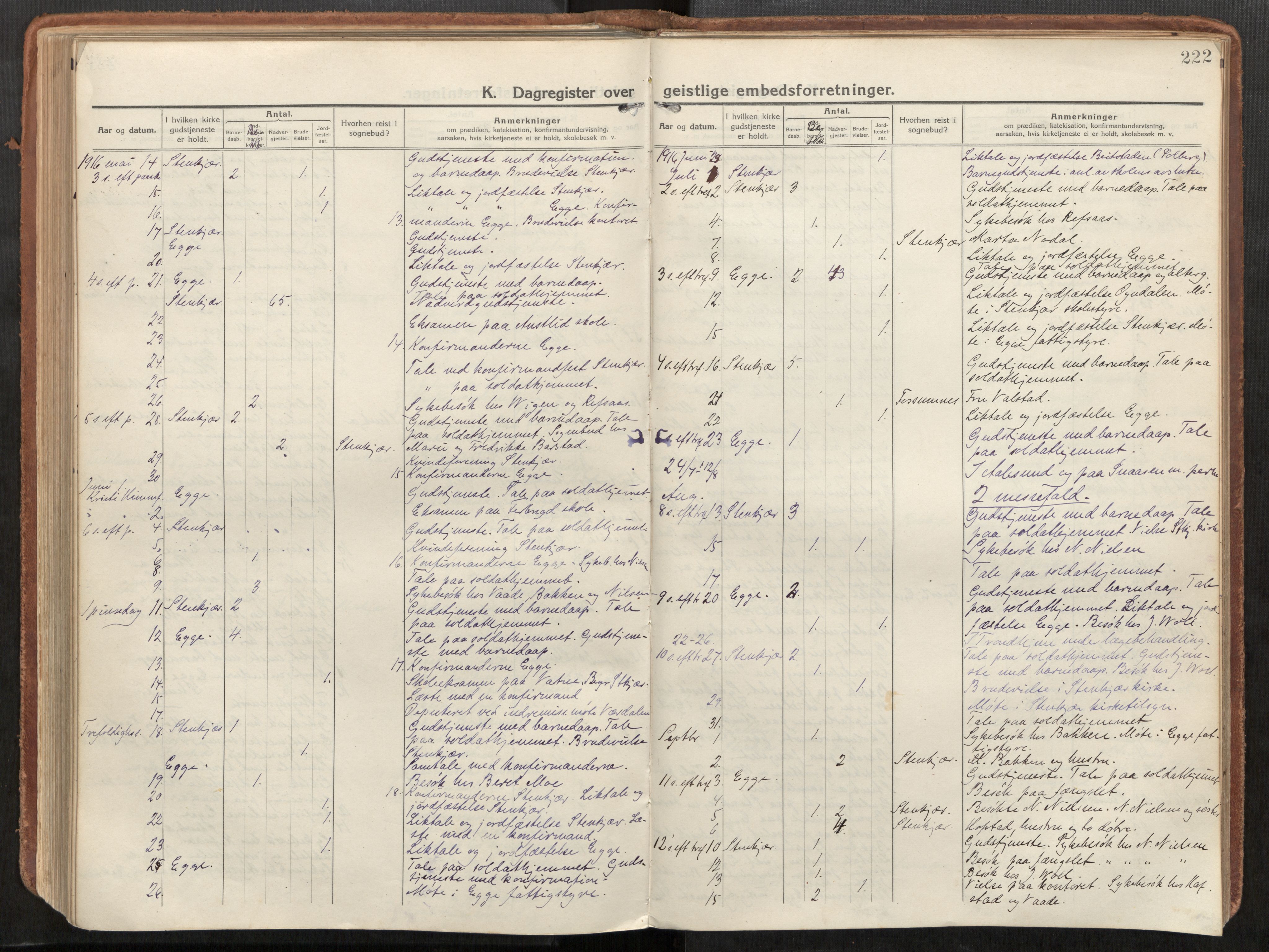 Steinkjer sokneprestkontor, AV/SAT-A-1541/01/H/Ha/Haa/L0003: Ministerialbok nr. 3, 1913-1922, s. 222