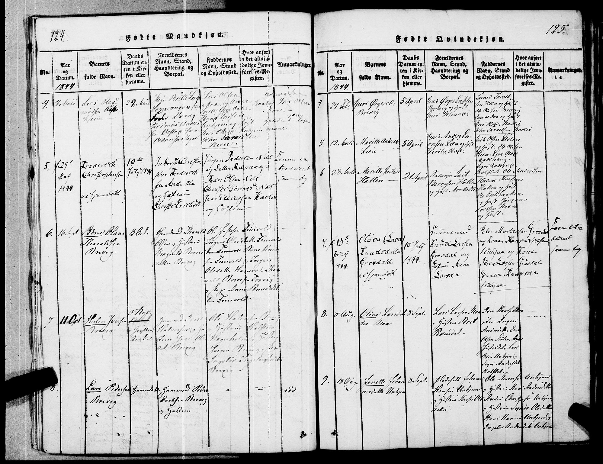 Ministerialprotokoller, klokkerbøker og fødselsregistre - Møre og Romsdal, AV/SAT-A-1454/545/L0585: Ministerialbok nr. 545A01, 1818-1853, s. 124-125